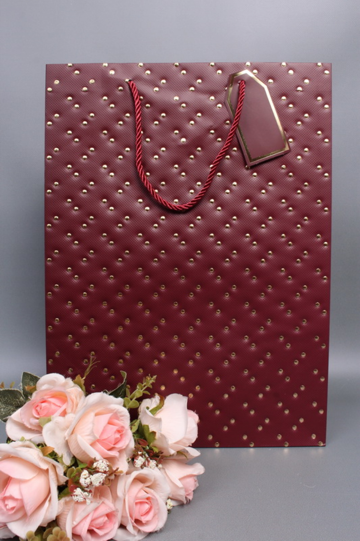 Сумка ЛЮКС Кнопки металл 31*42*12 бордо  L1993