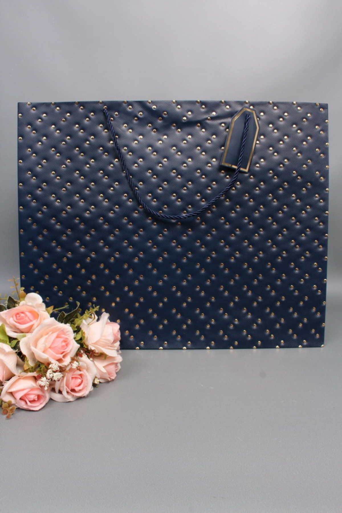 Сумка ЛЮКС Кнопки металл 50*40*15 синий  L1994