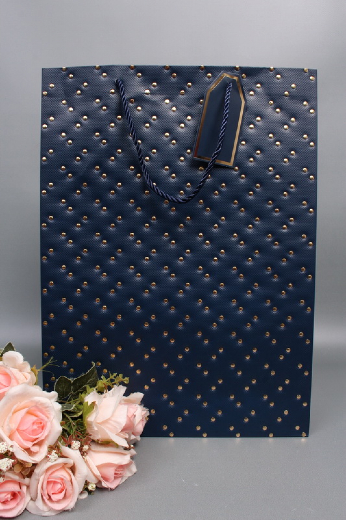 Сумка ЛЮКС Кнопки металл 31*42*12 синий  L1993