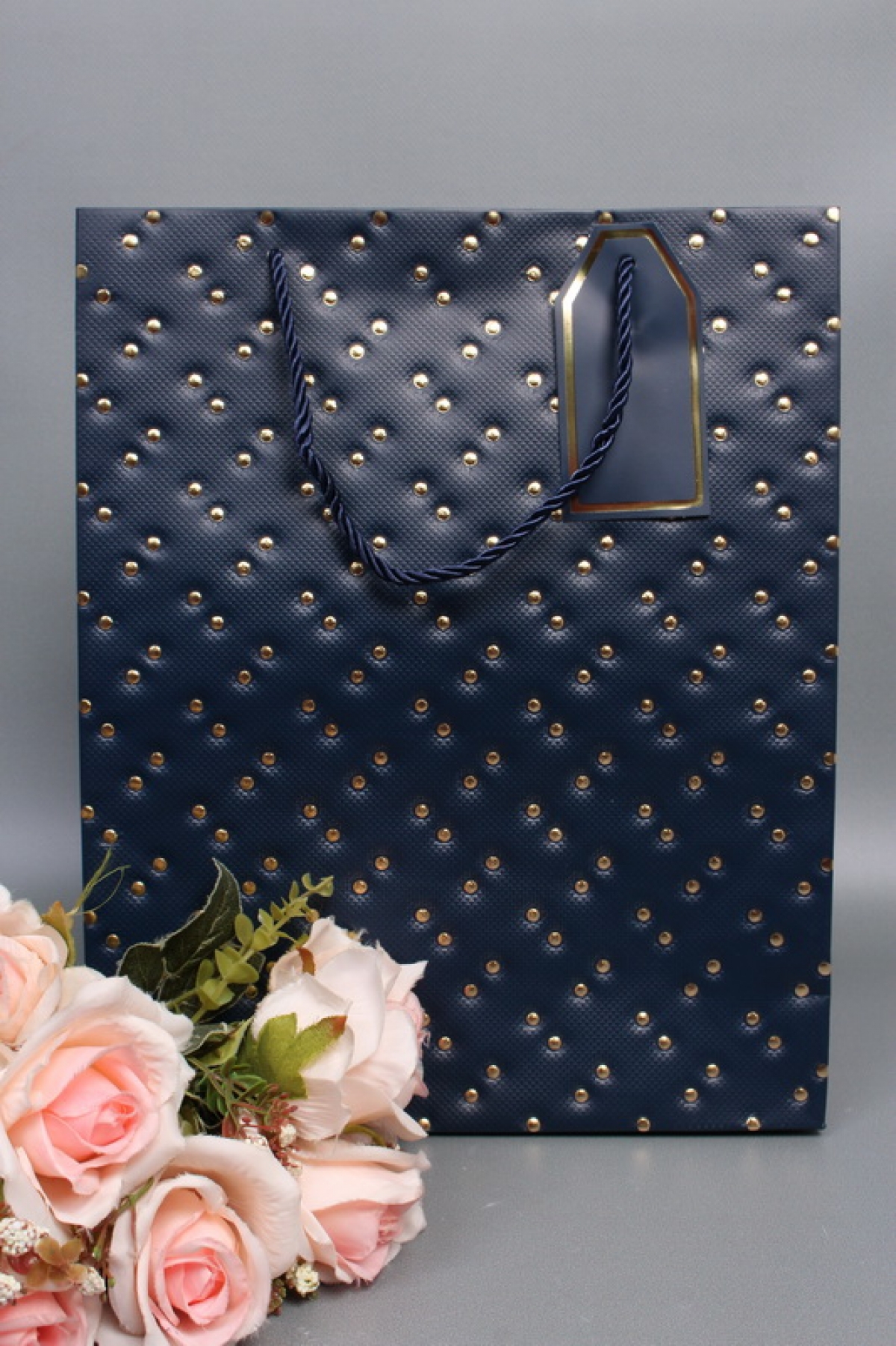 Сумка ЛЮКС Кнопки металл 26*32*12 синий  L1992