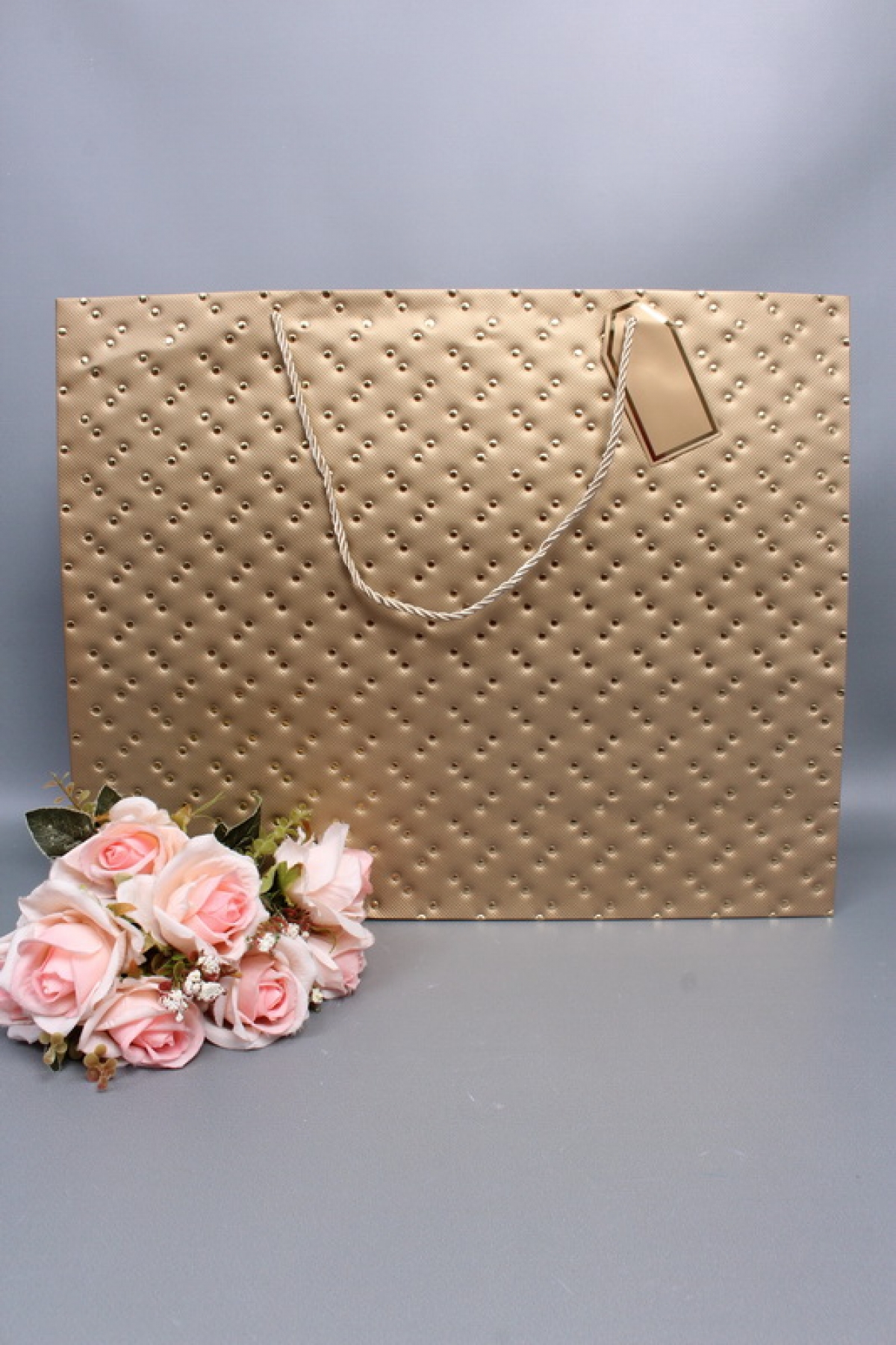 Сумка ЛЮКС Кнопки металл 50*40*15 золото  L1994