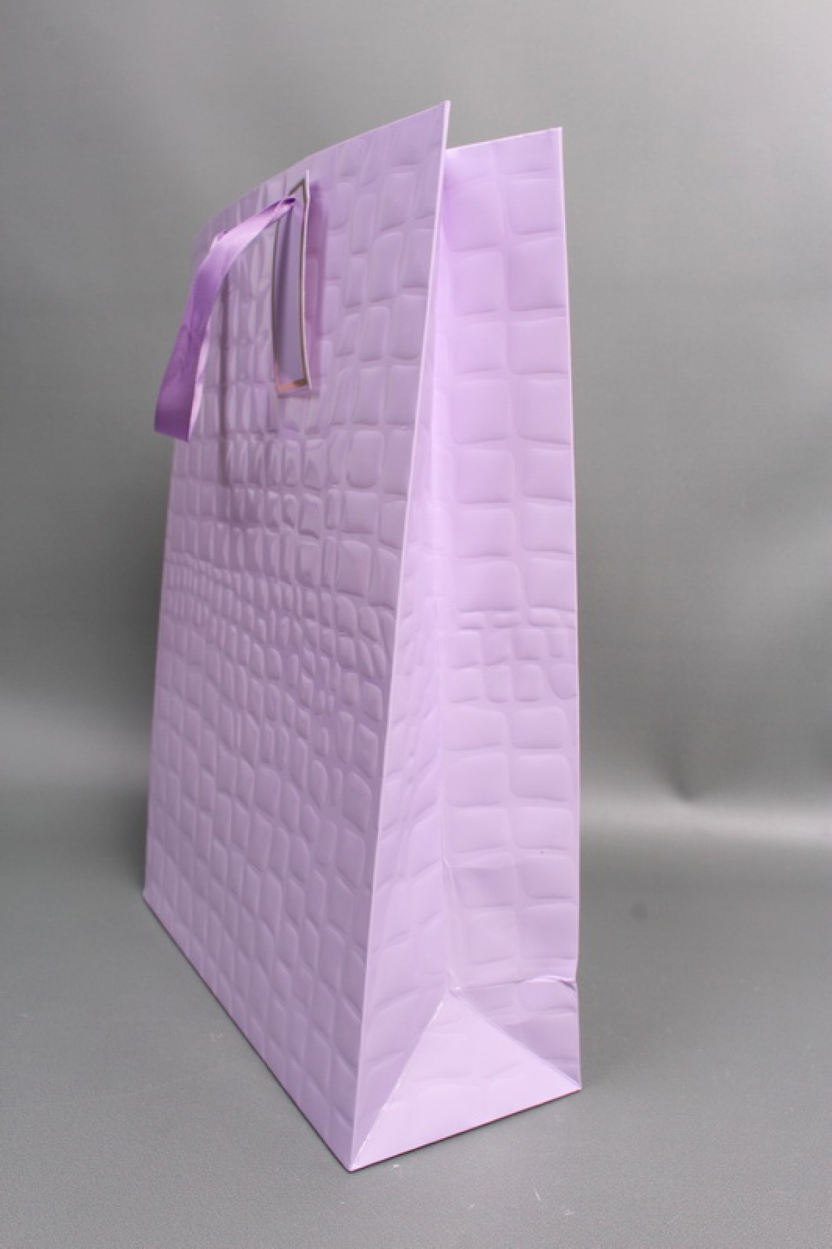 Сумка Люкс Лак тиснение кожа 31*42*12 сирень L223