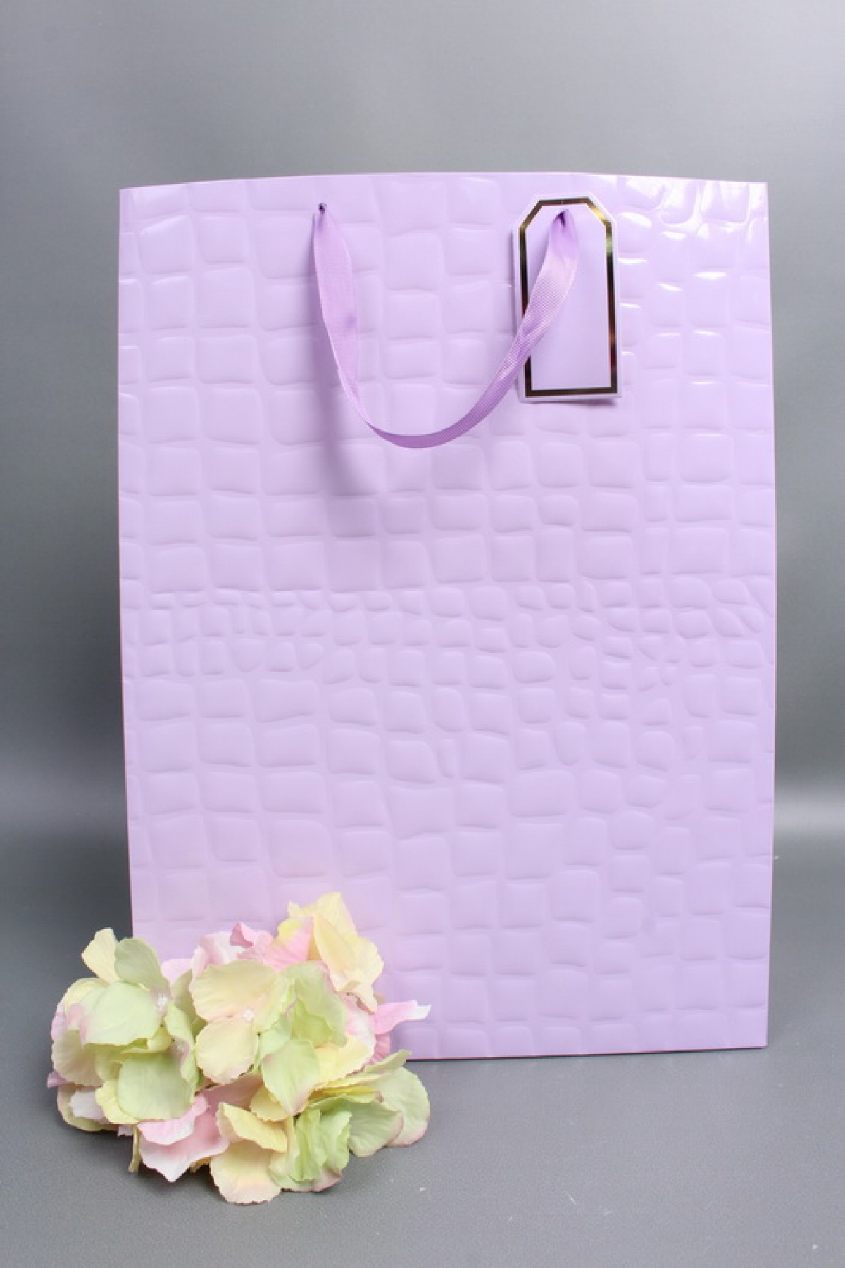 Сумка Люкс Лак тиснение кожа 31*42*12 сирень L223