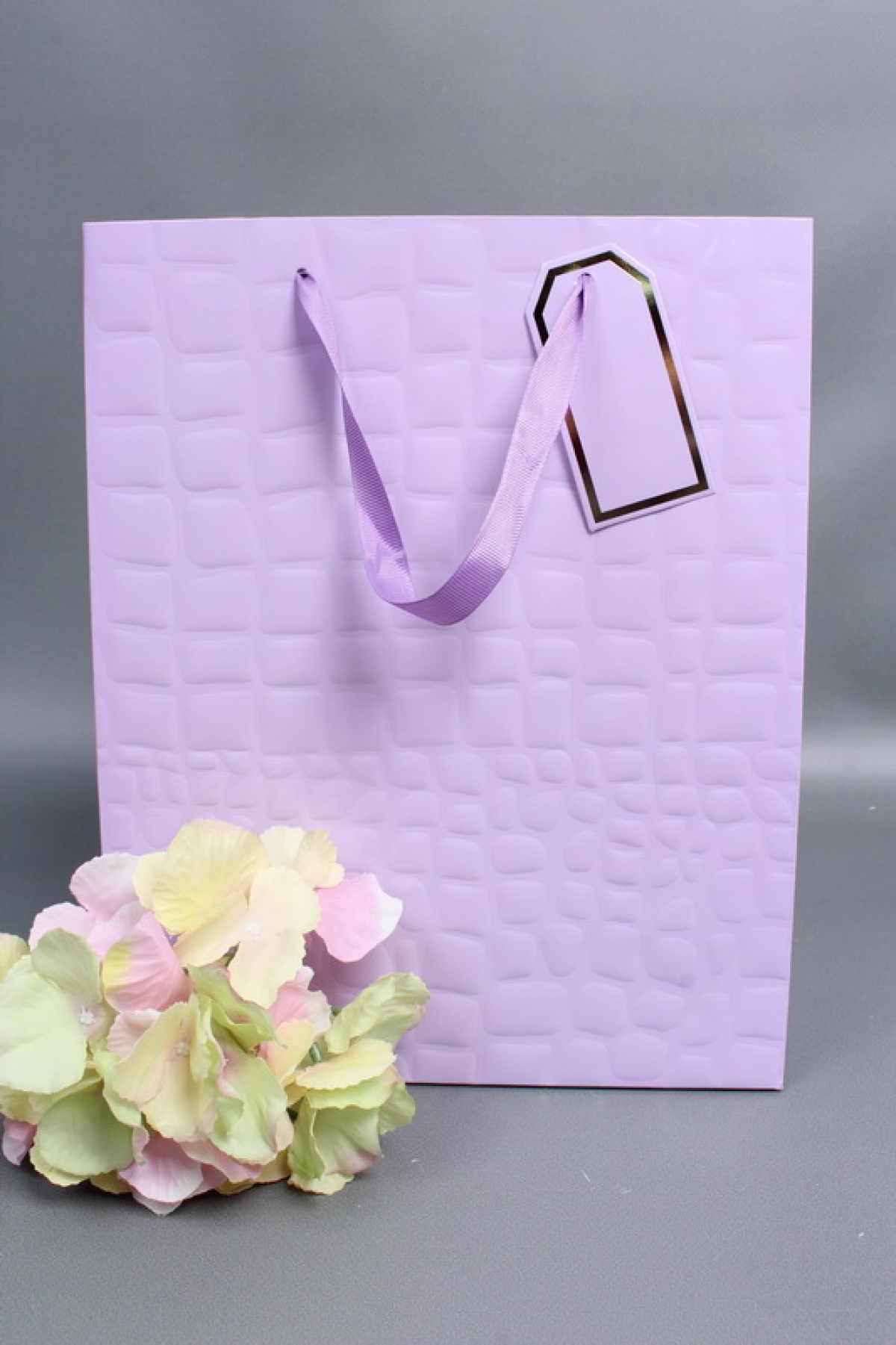 Сумка Люкс Лак тиснение кожа 26*32*12 сирень L224