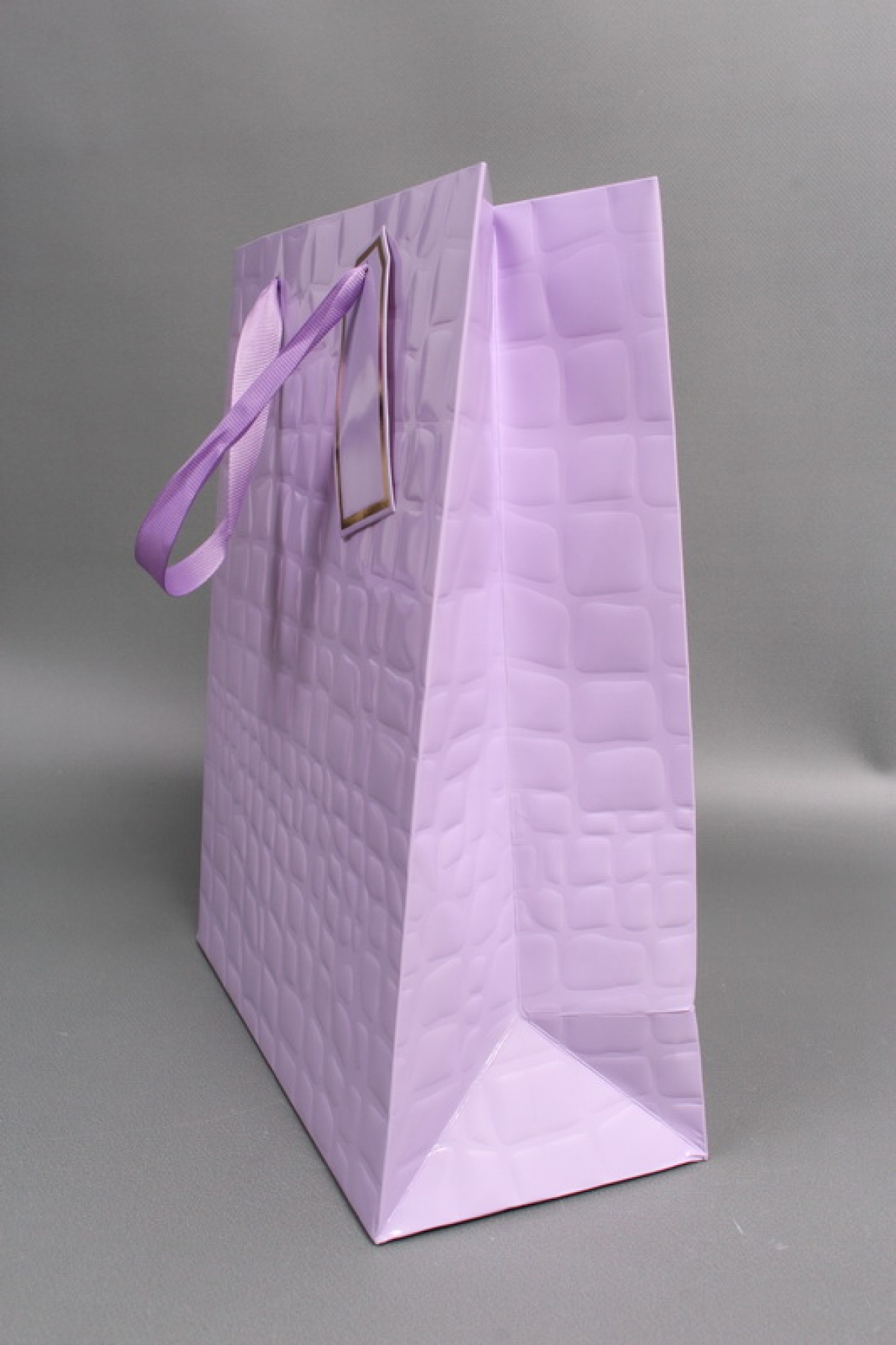 Сумка Люкс Лак тиснение кожа 26*32*12 сирень L224