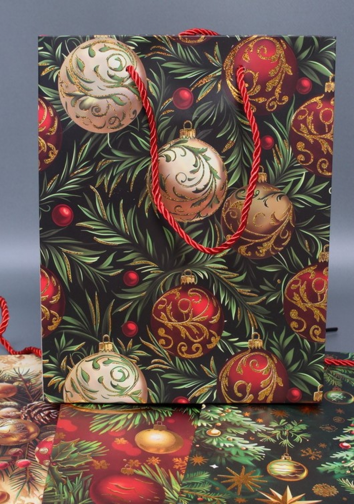 Сумка Люкс НГ  "Новогодний декор" с тиснением  18*23*10	N3001