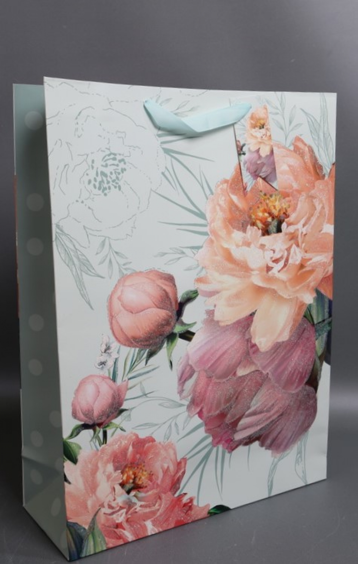 Сумка Люкс Пионы с блестками 31*42*12 микс F3139