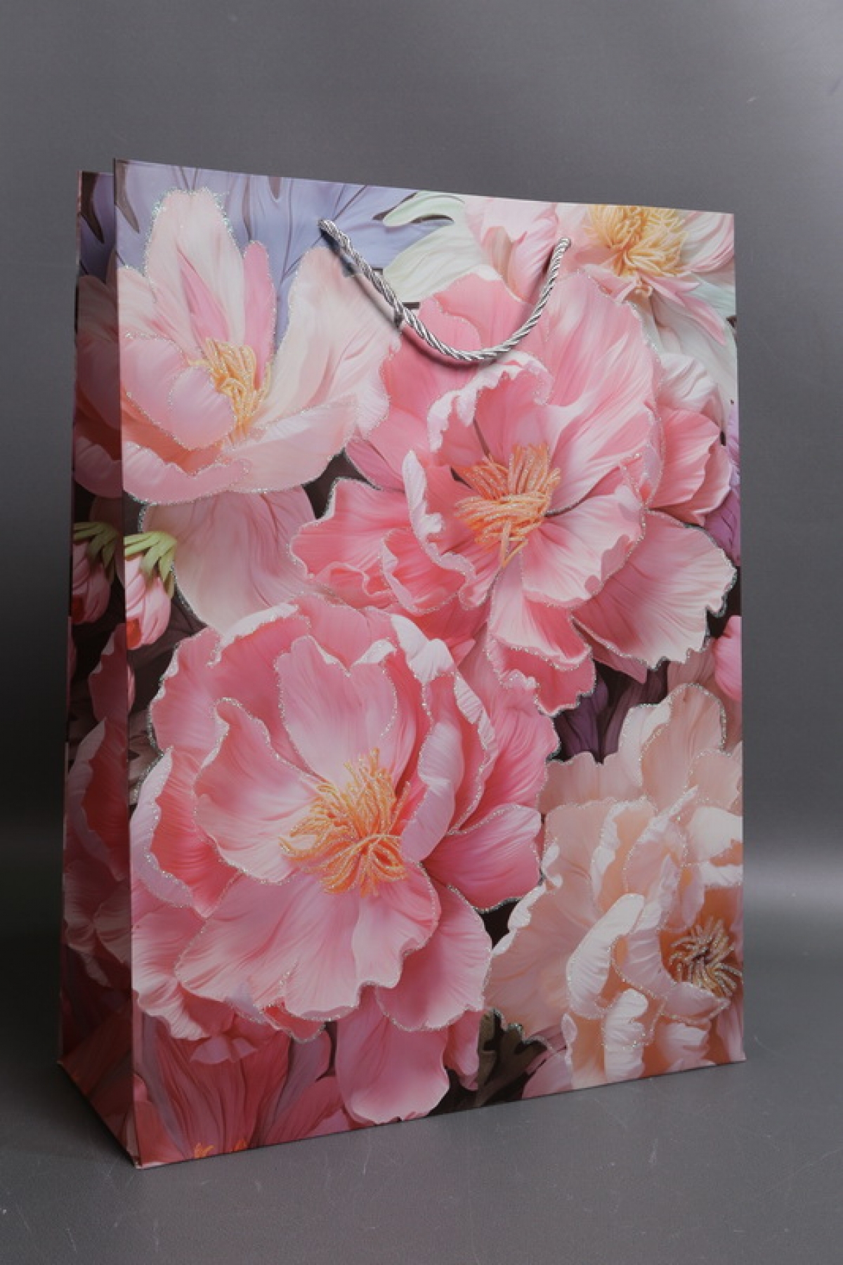 Сумка Люкс Пионы с блестками  31*42*12  L244 Цена за 1шт