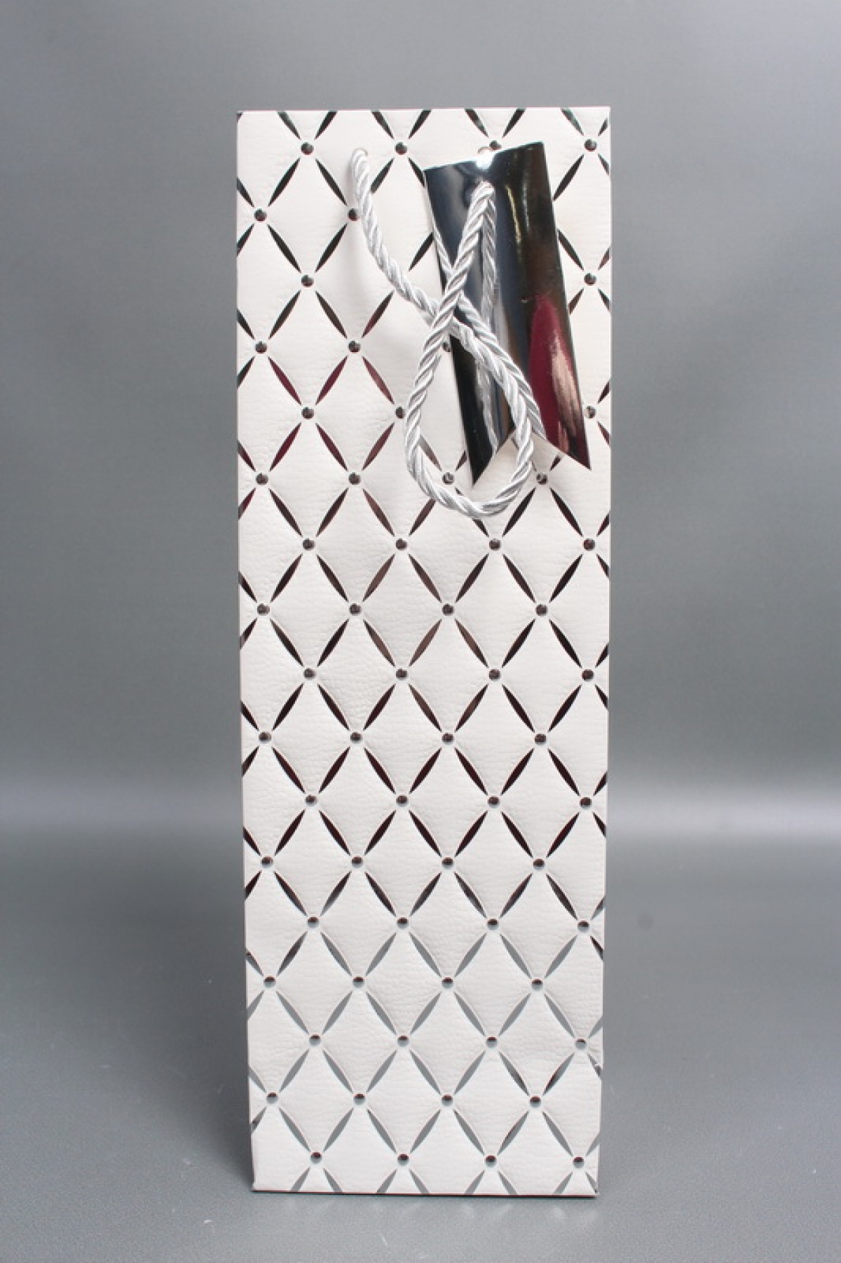 Сумка Люкс под Бутылку Алмазный узор 36*12*9 белый L580