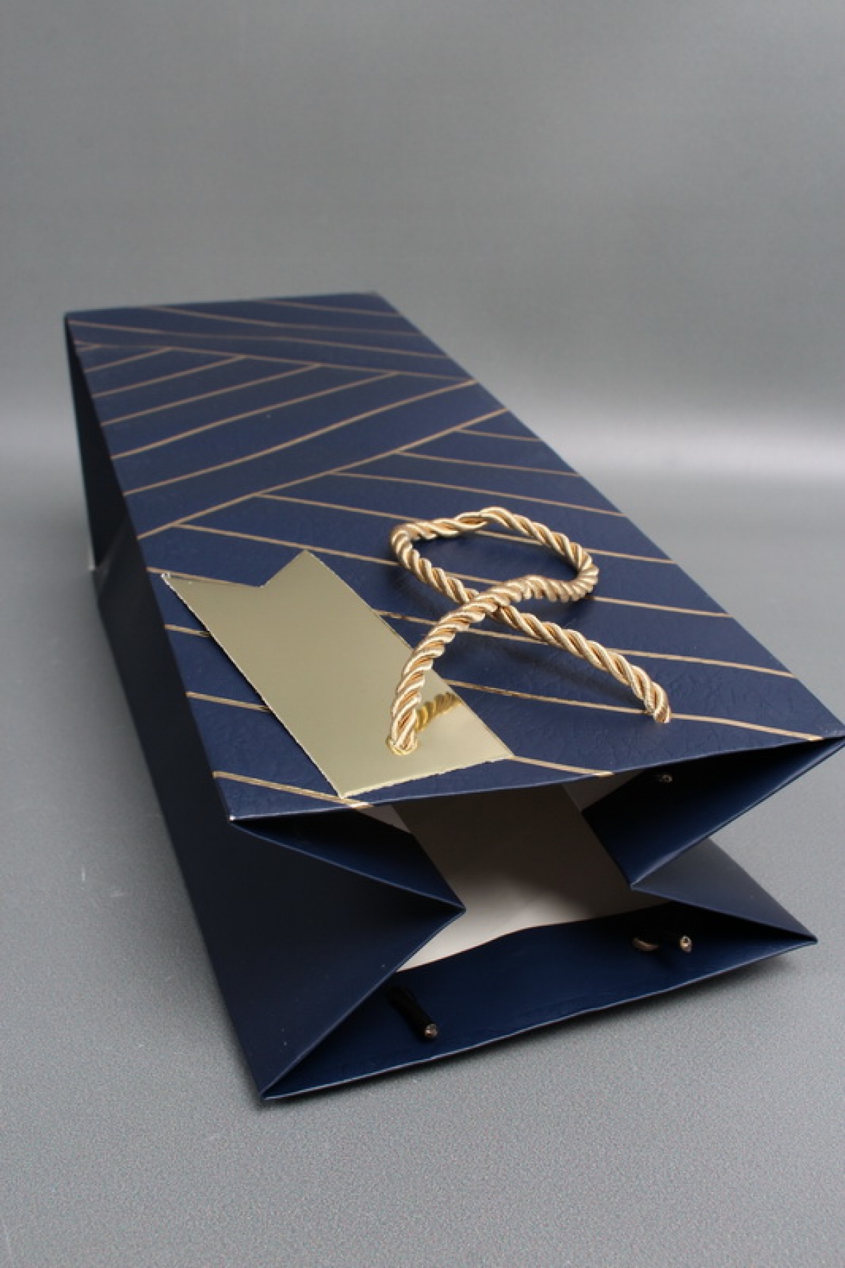 Сумка Люкс под Бутылку Золотая диагональ 37*14*12 синий L590