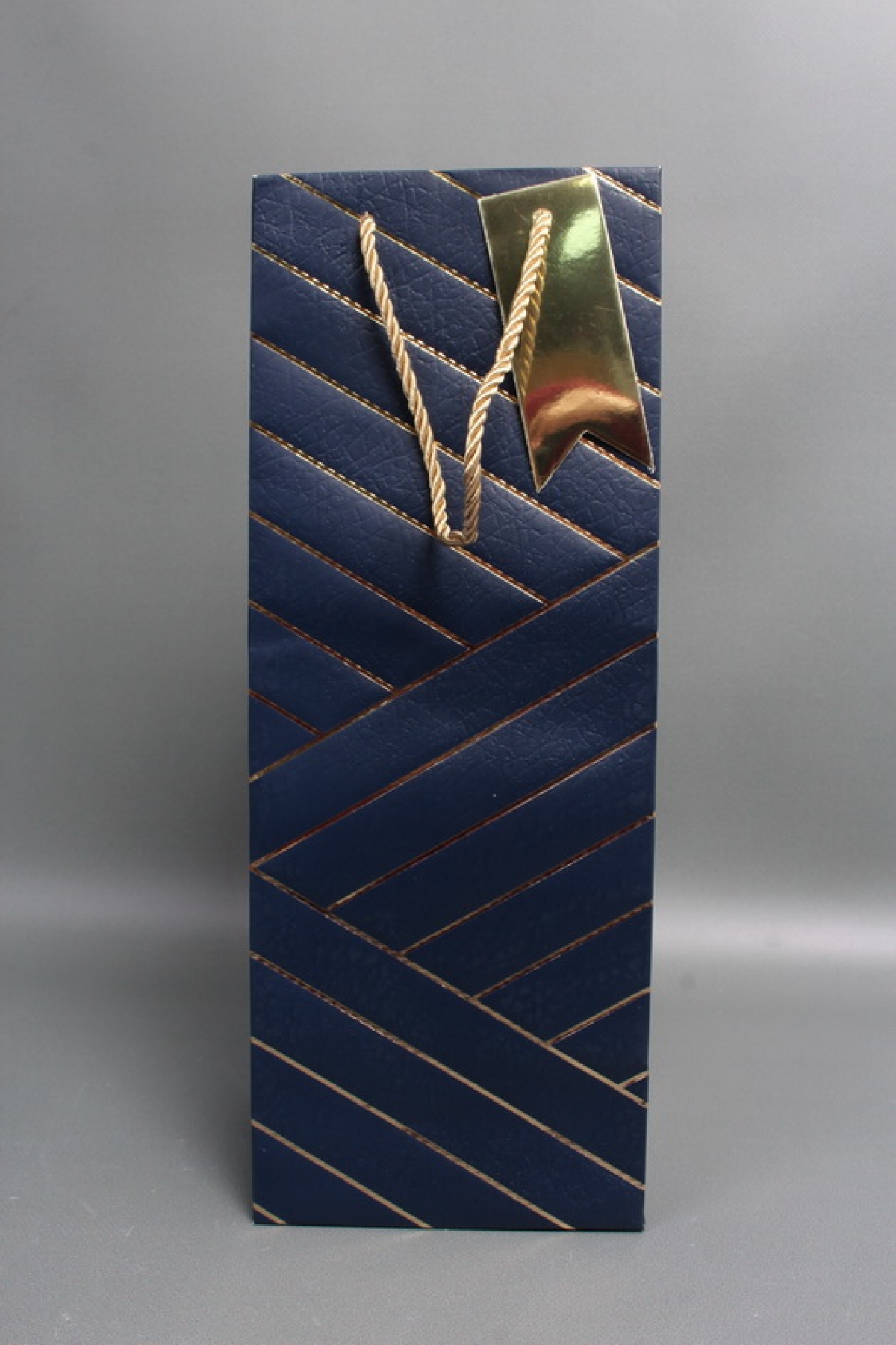 Сумка Люкс под Бутылку Золотая диагональ 37*14*12 синий L590