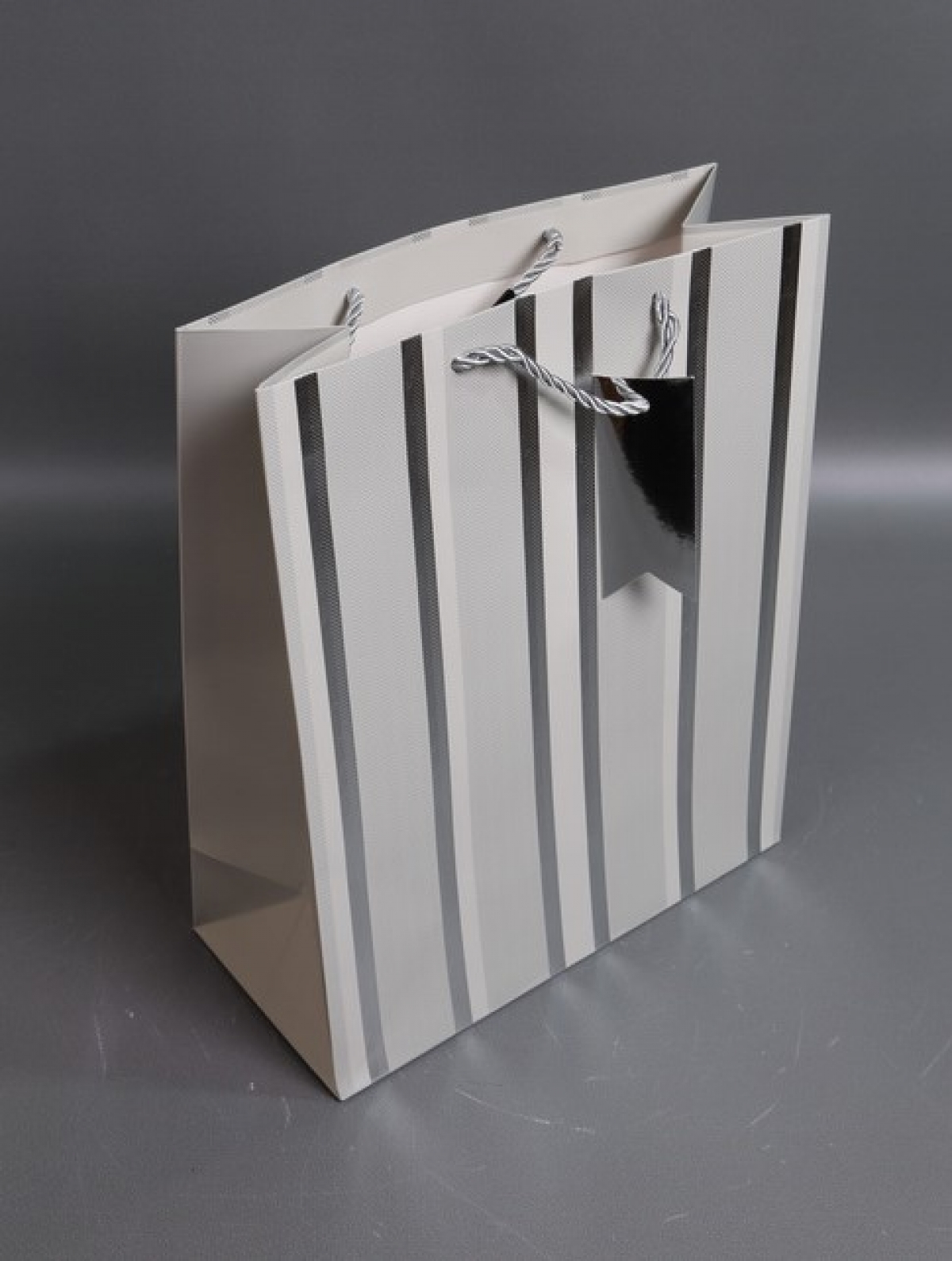 Сумка Люкс Полосы металл  32*26*12  серый  L569