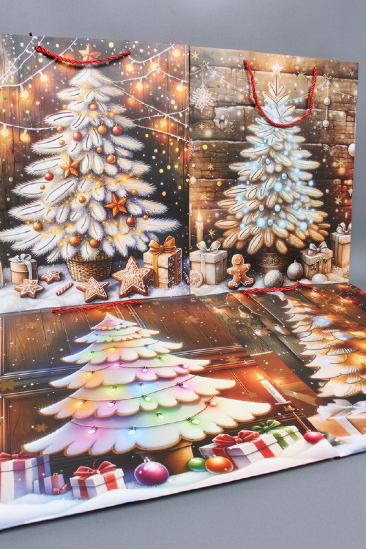 Сумка ЛЮКС Праздничные Ёлочки НГ с блестками  31*41*12  N1955