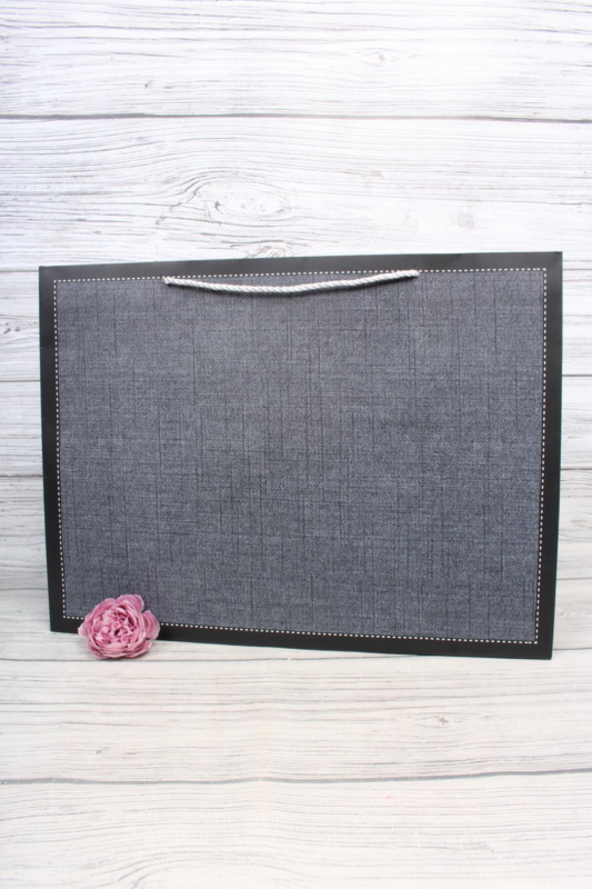 Сумка Люкс Рогожка с кантом 47*35*15  черный   L3936