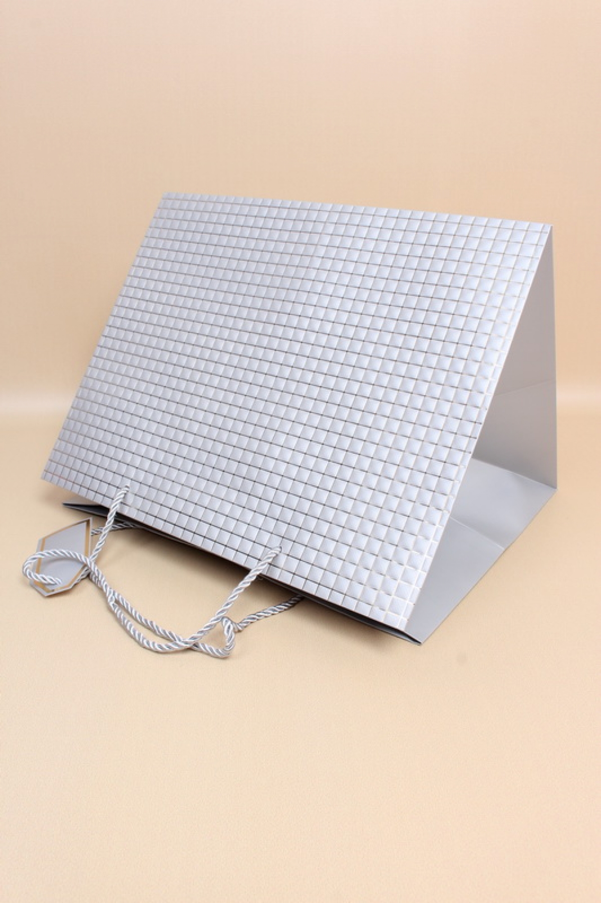 Сумка Люкс Тиснение Клетка 30*38*30см серебро  L604 Цена за 1шт