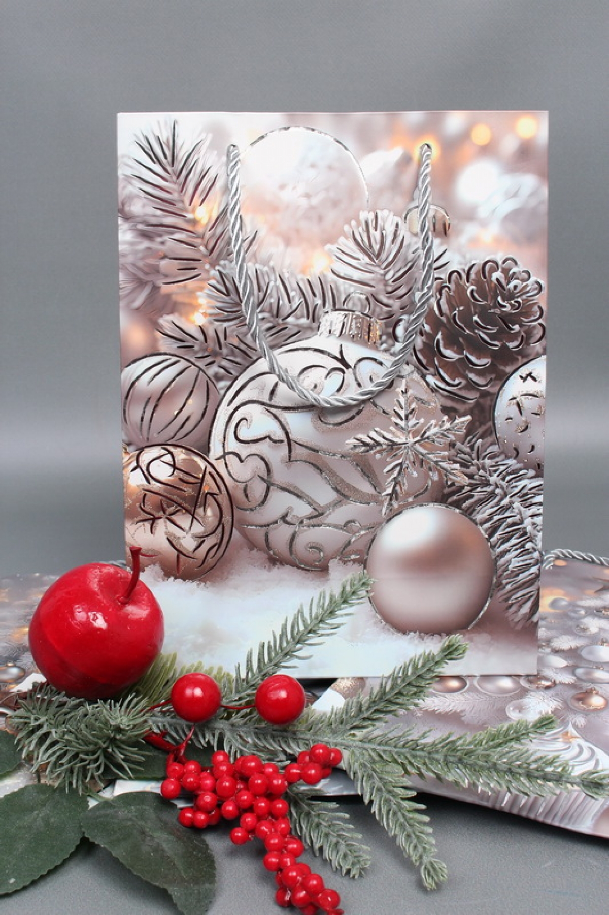 Сумка ЛЮКС Зимнее утро НГ с блестками 18*23*10  N1941