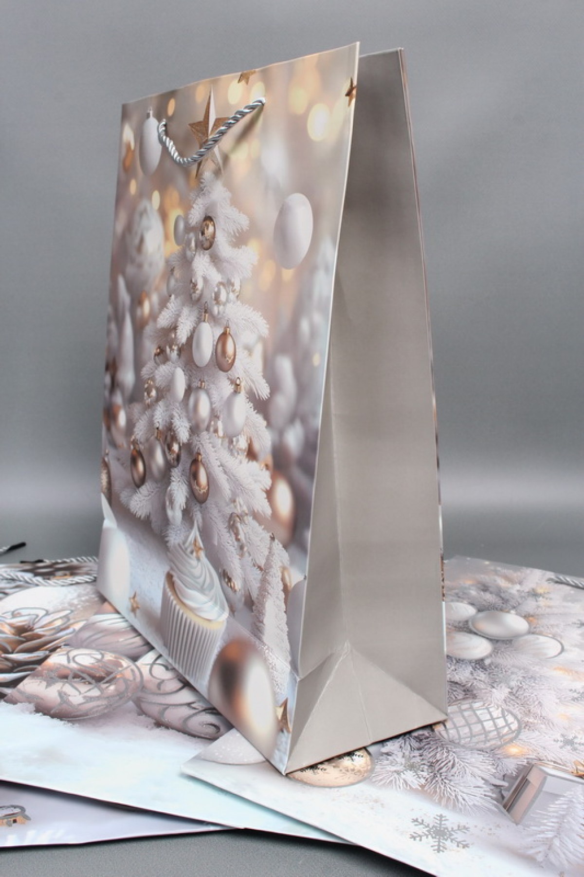 Сумка ЛЮКС Зимнее утро НГ с блестками 26*32*12  N1942