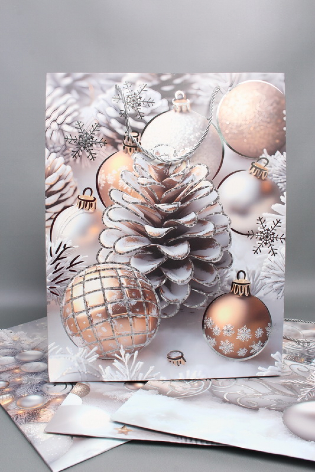 Сумка ЛЮКС Зимнее утро НГ с блестками 31*41*12  N1943