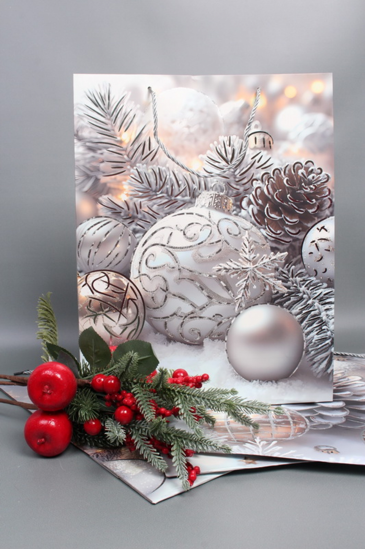 Сумка ЛЮКС Зимнее утро НГ с блестками 31*41*12  N1943