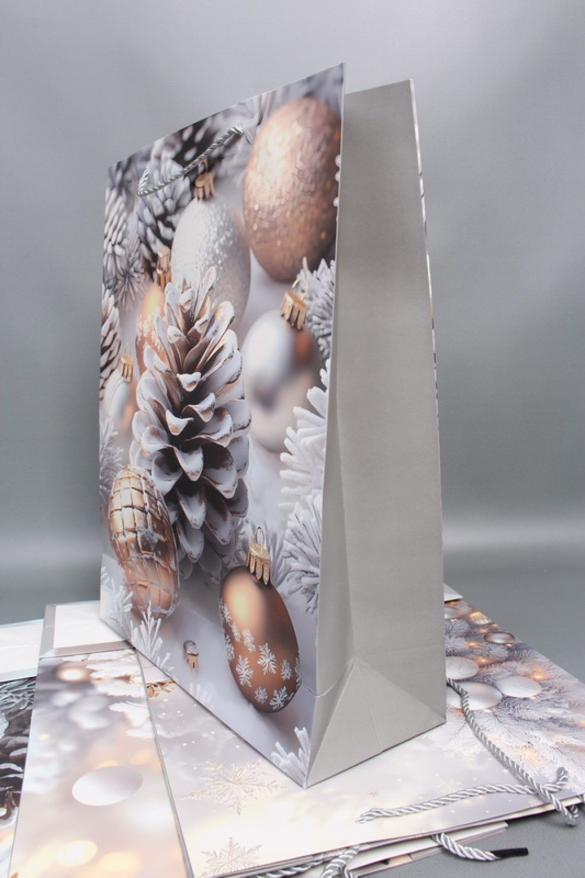 Сумка ЛЮКС Зимнее утро НГ с блестками 31*41*12  N1943