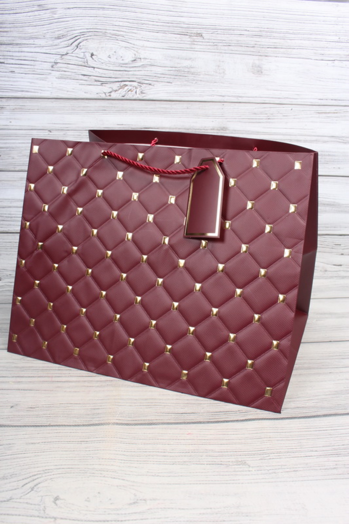 Сумка Люкс Золотая клетка 30*38*30 бордо L604N