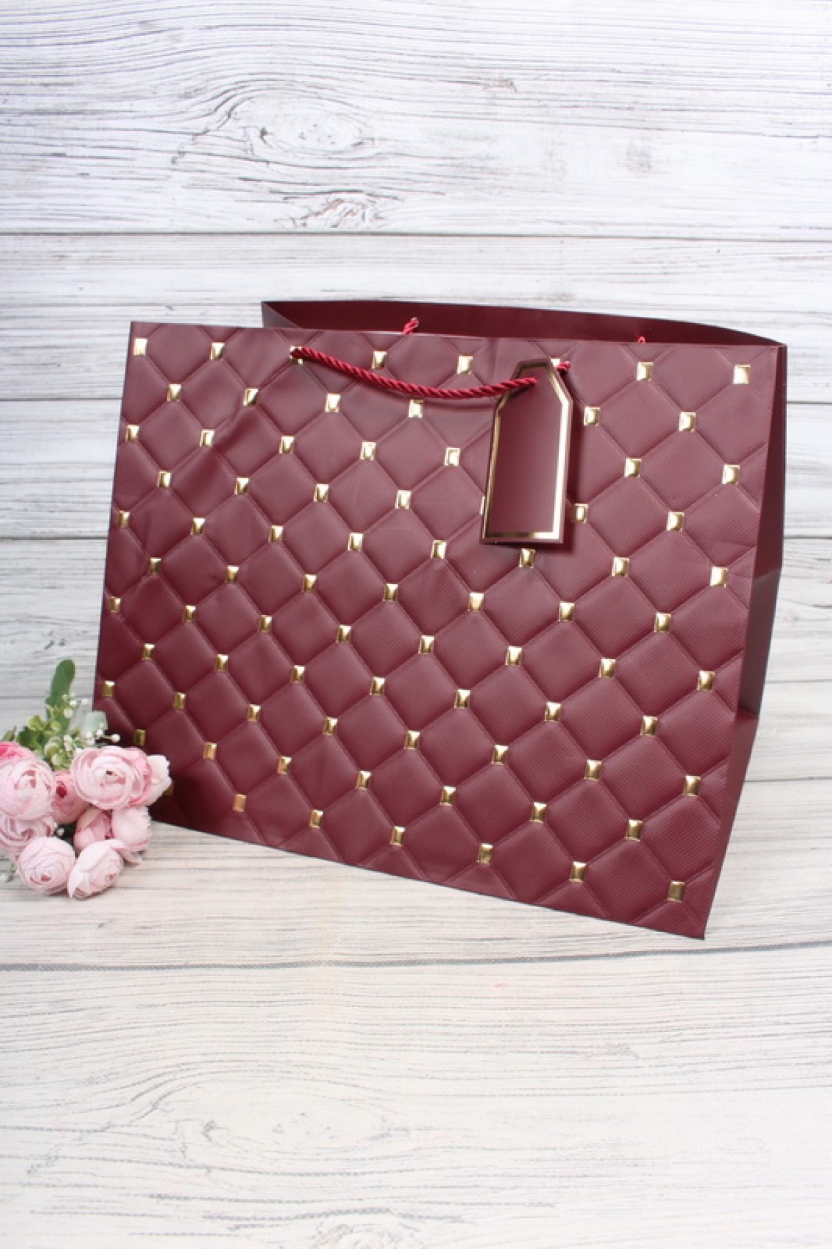 Сумка Люкс Золотая клетка 30*38*30 бордо L604N