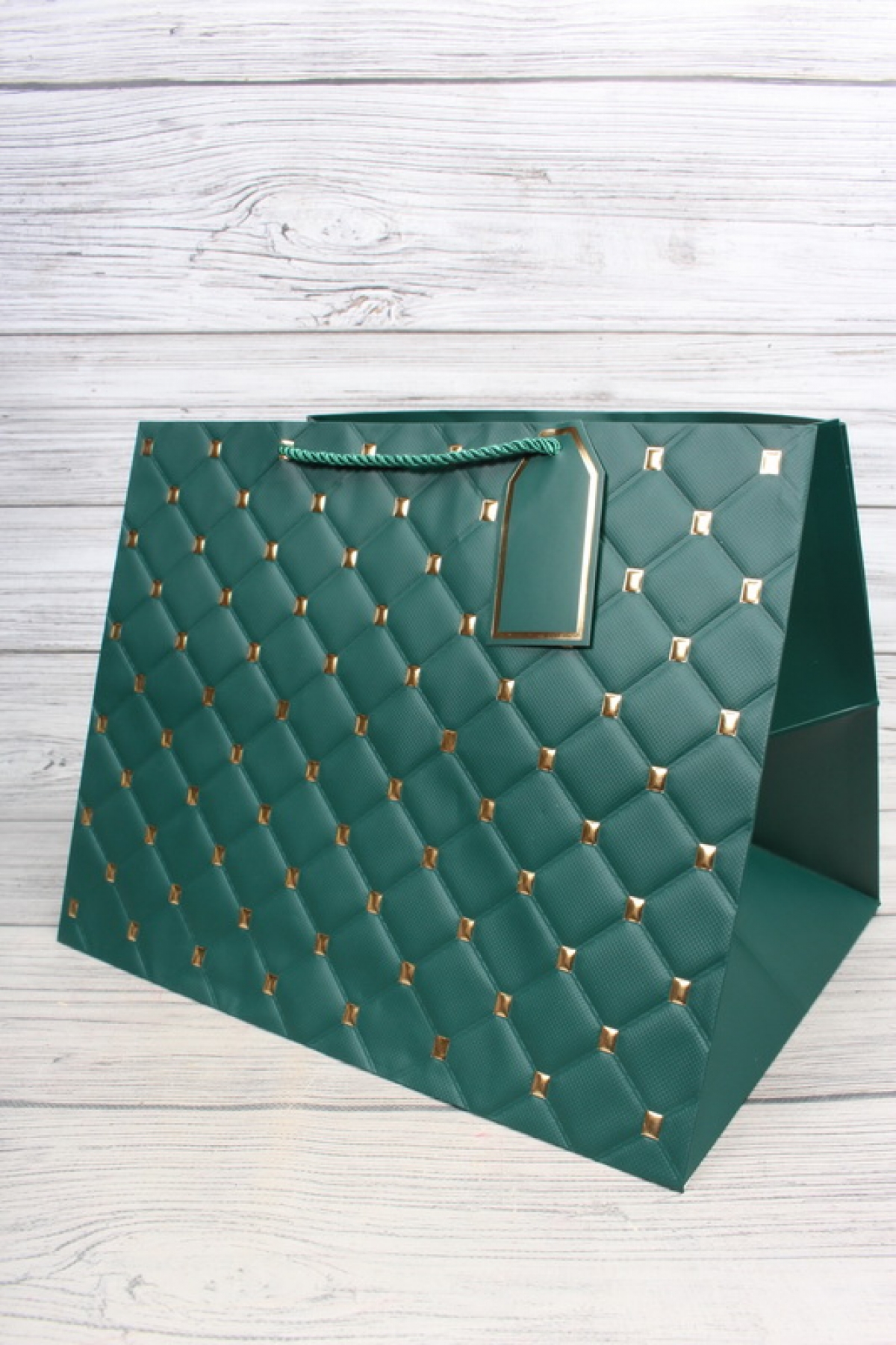 Сумка Люкс Золотая клетка 30*38*30 изумруд L604N