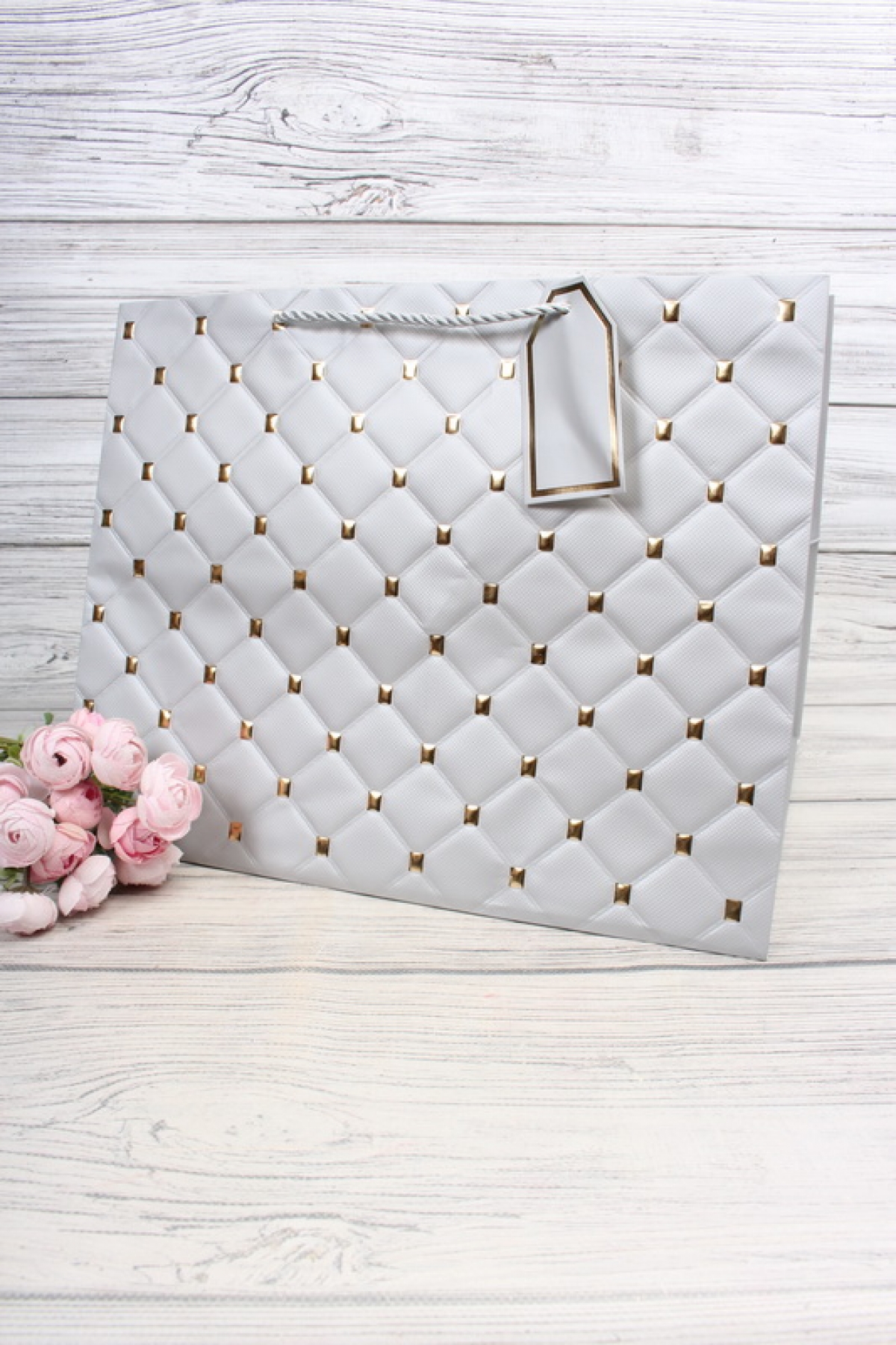 Сумка Люкс Золотая клетка 30*38*30 серебро L604N