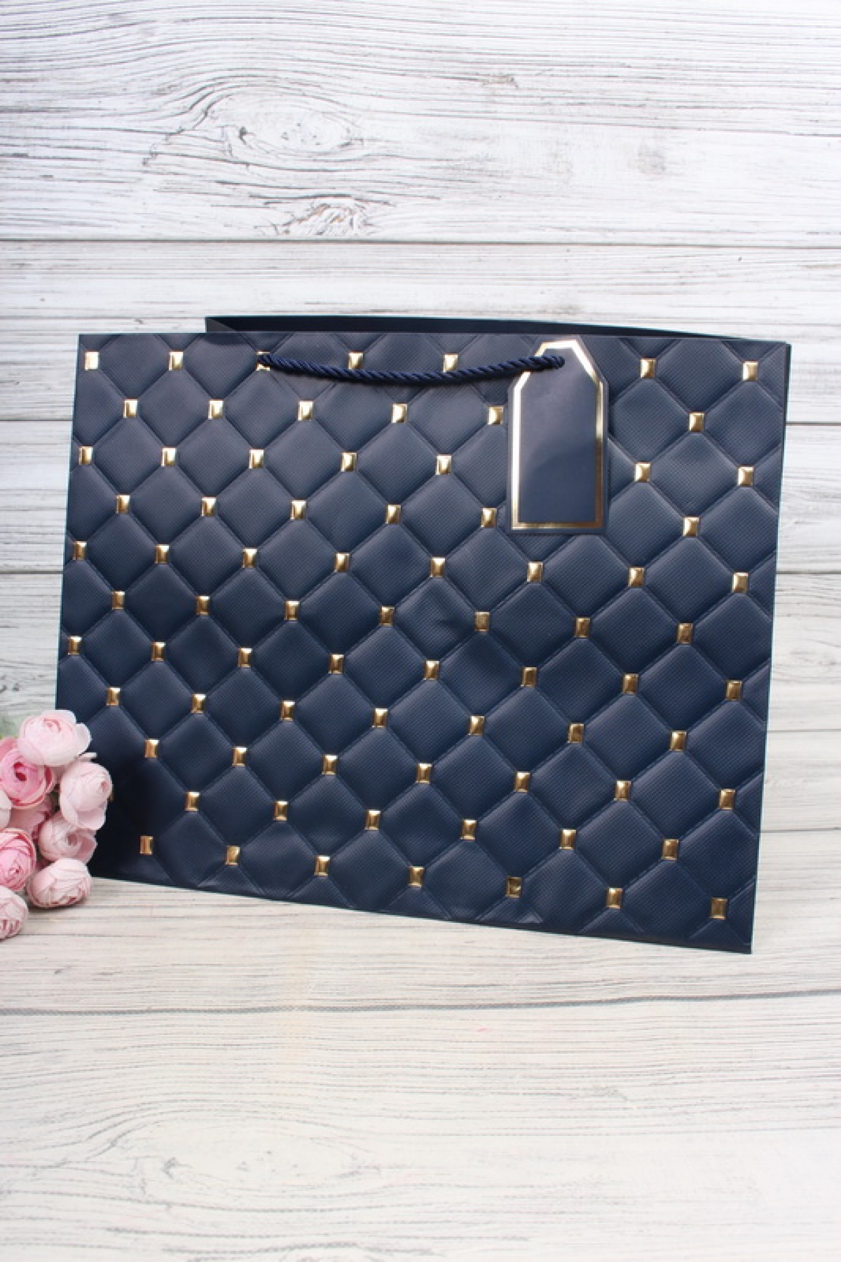 Сумка Люкс Золотая клетка 30*38*30 синяя L604N