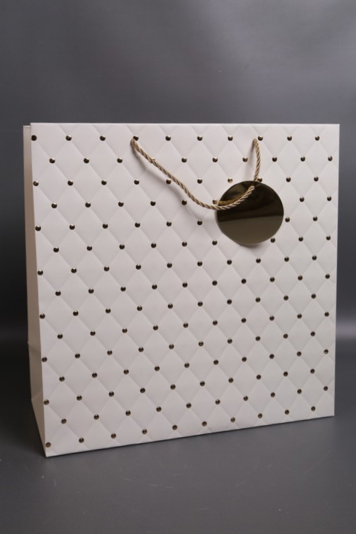 Сумка Люкс Золотая кнопка  38*38*18   белая   L495