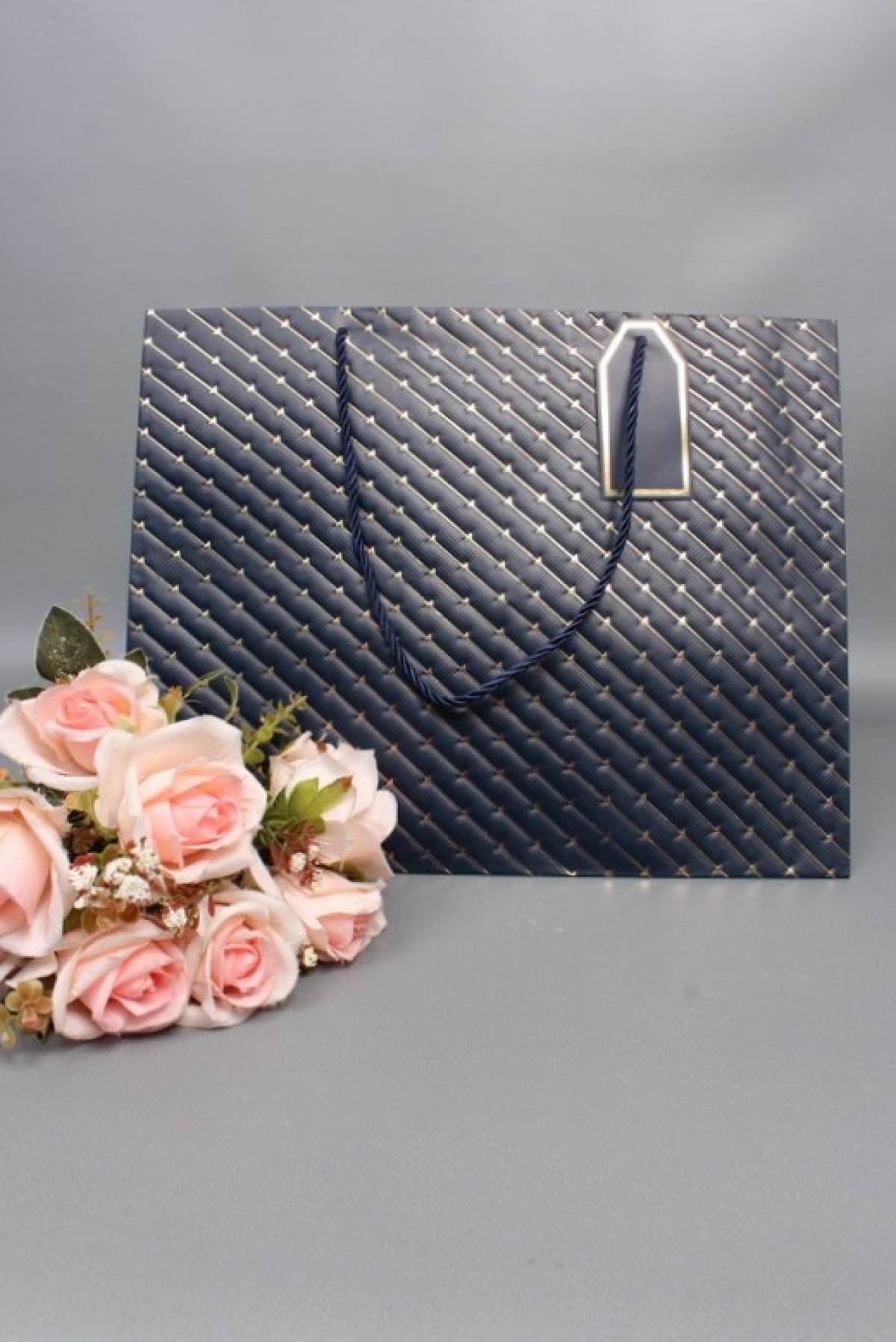 Сумка ЛЮКС Золотые стрелы 30*38*30 синий L604