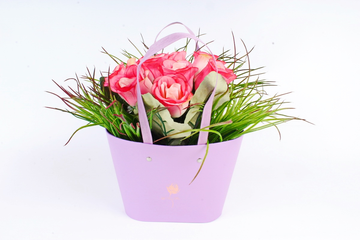 Сумка под цветы с двумя ручками, картон,   сиреневый (W9627-lilac) 9456М