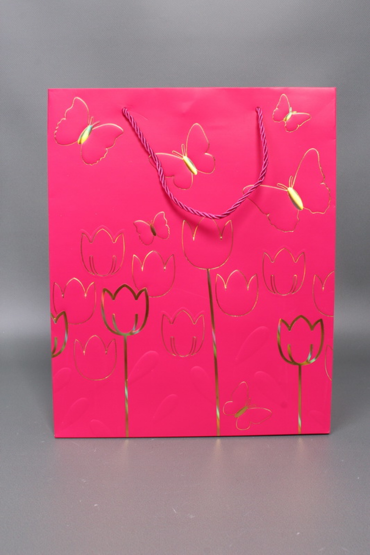 Сумка  Люкс Тюльпаны и Бабочки тиснение  26*32*12  малина  L966