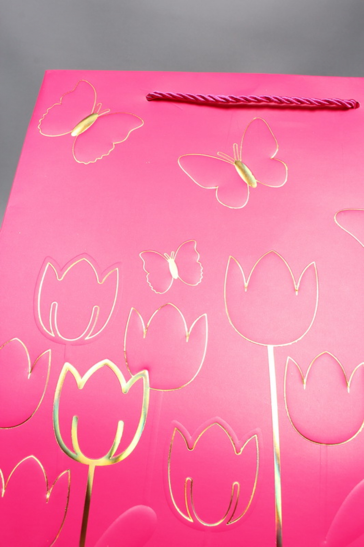 Сумка  Люкс Тюльпаны и Бабочки тиснение  26*32*12  малина  L966