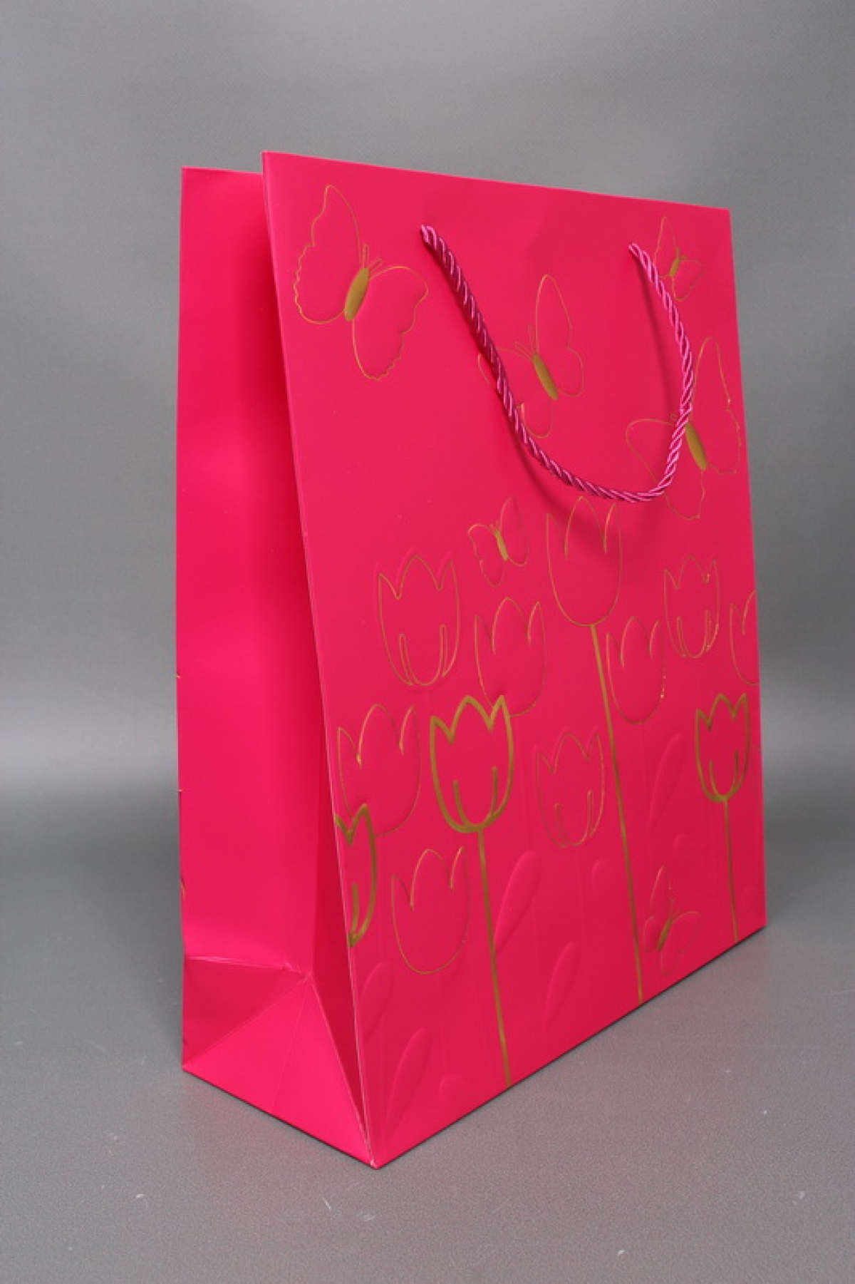 Сумка  Люкс Тюльпаны и Бабочки тиснение  26*32*12  малина  L966