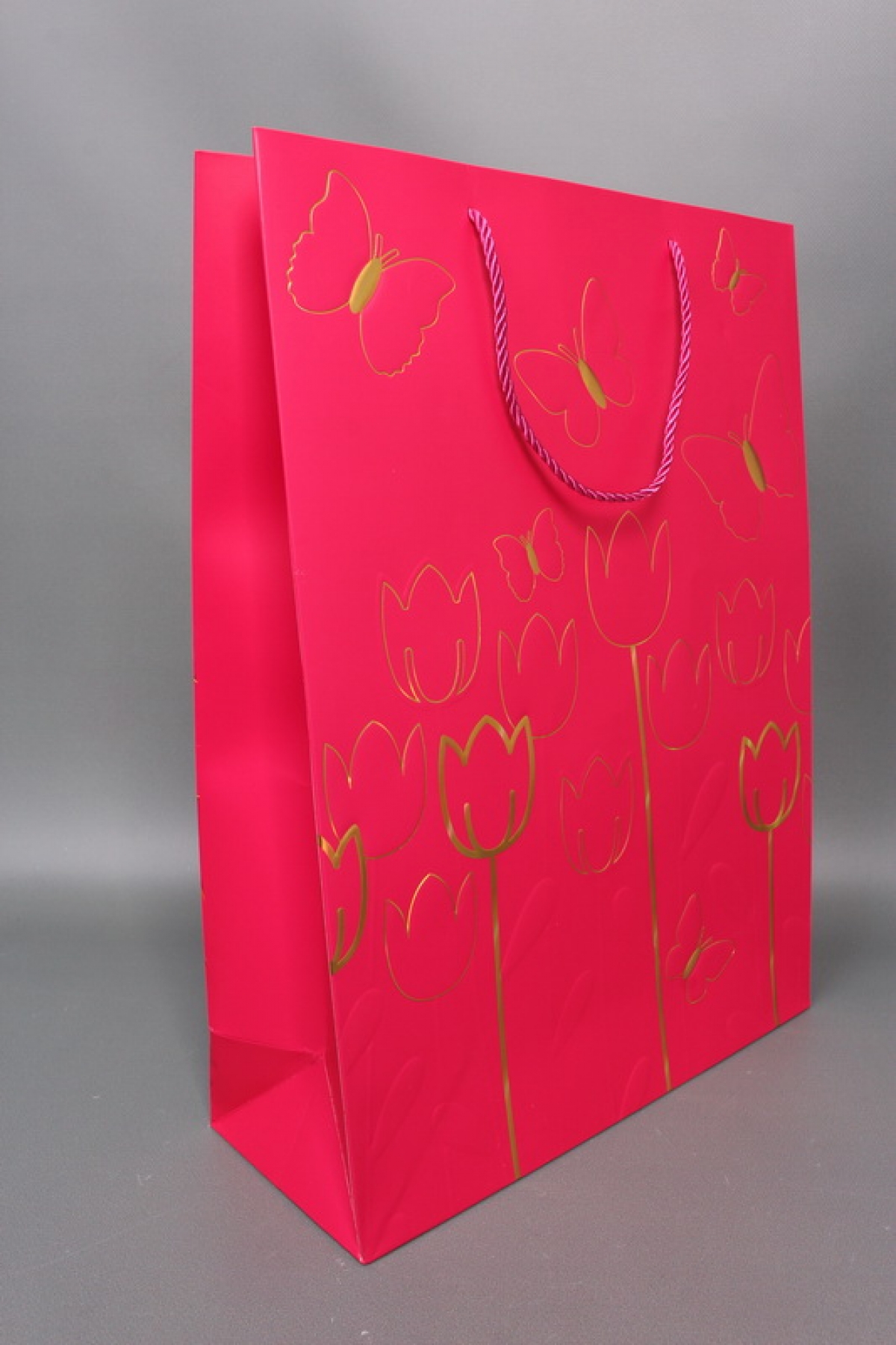 Сумка  Люкс Тюльпаны и Бабочки тиснение  31*42*12  малина  L967