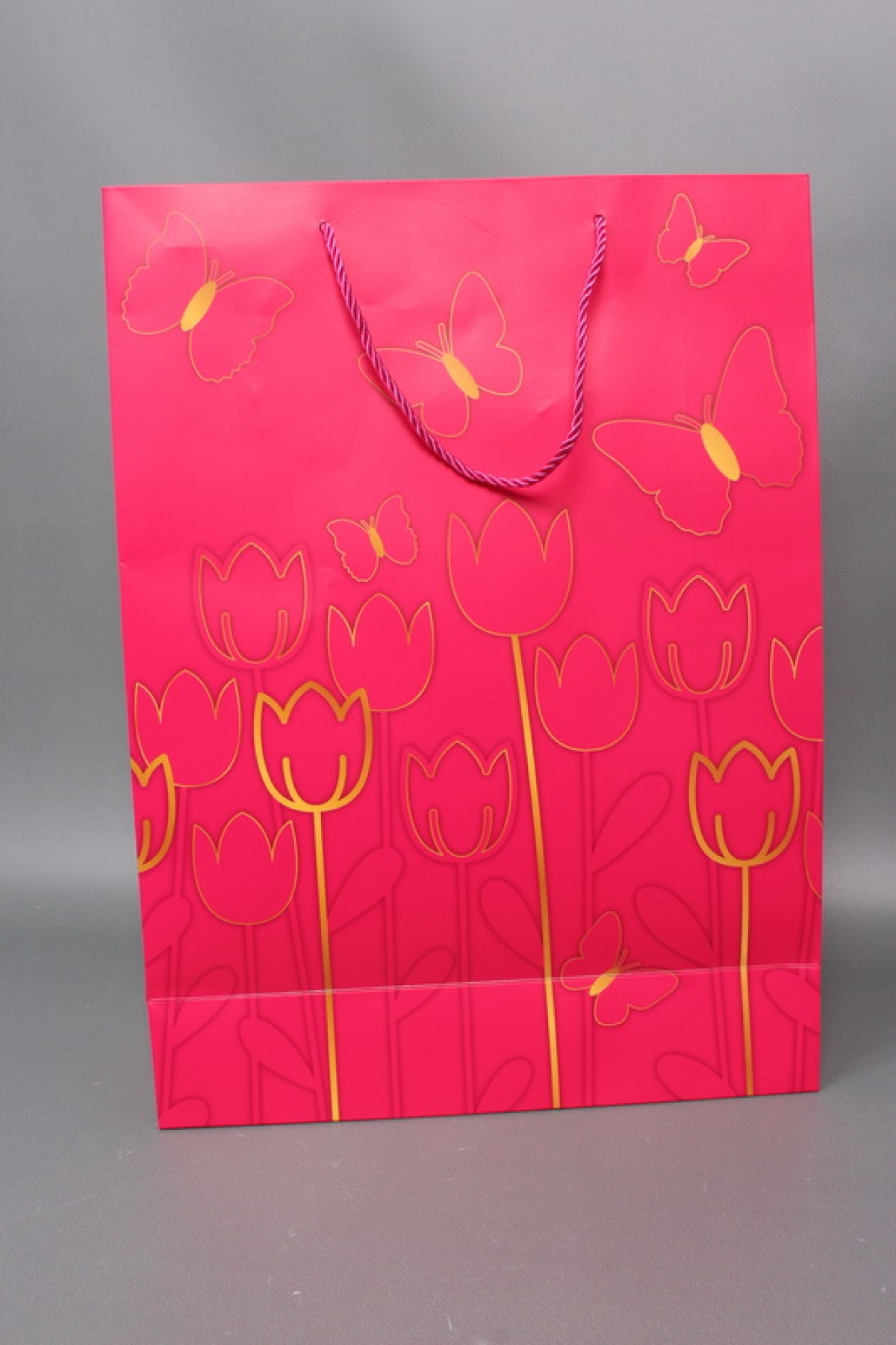 Сумка  Люкс Тюльпаны и Бабочки тиснение  31*42*12  малина  L967