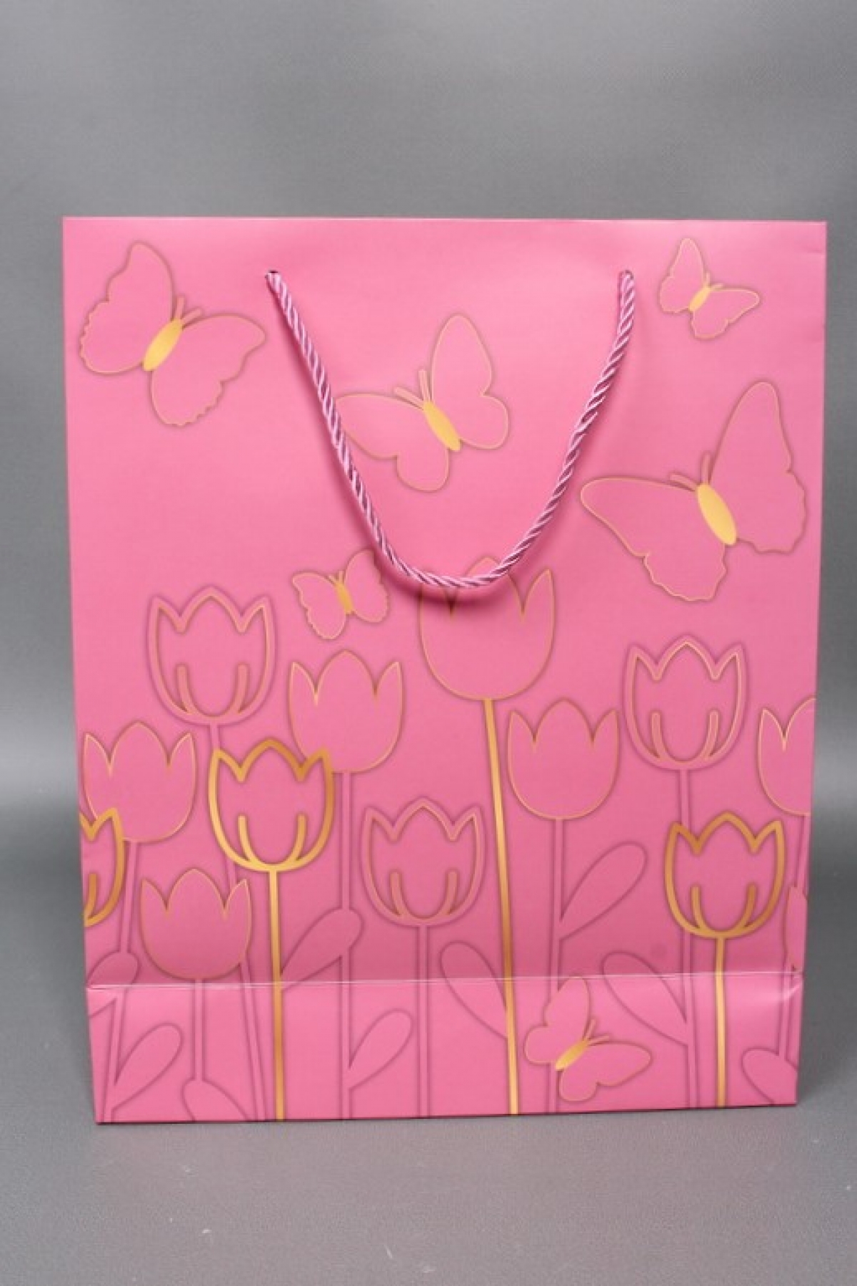 Сумка  Люкс Тюльпаны и Бабочки тиснение  26*32*12  розовый  L966