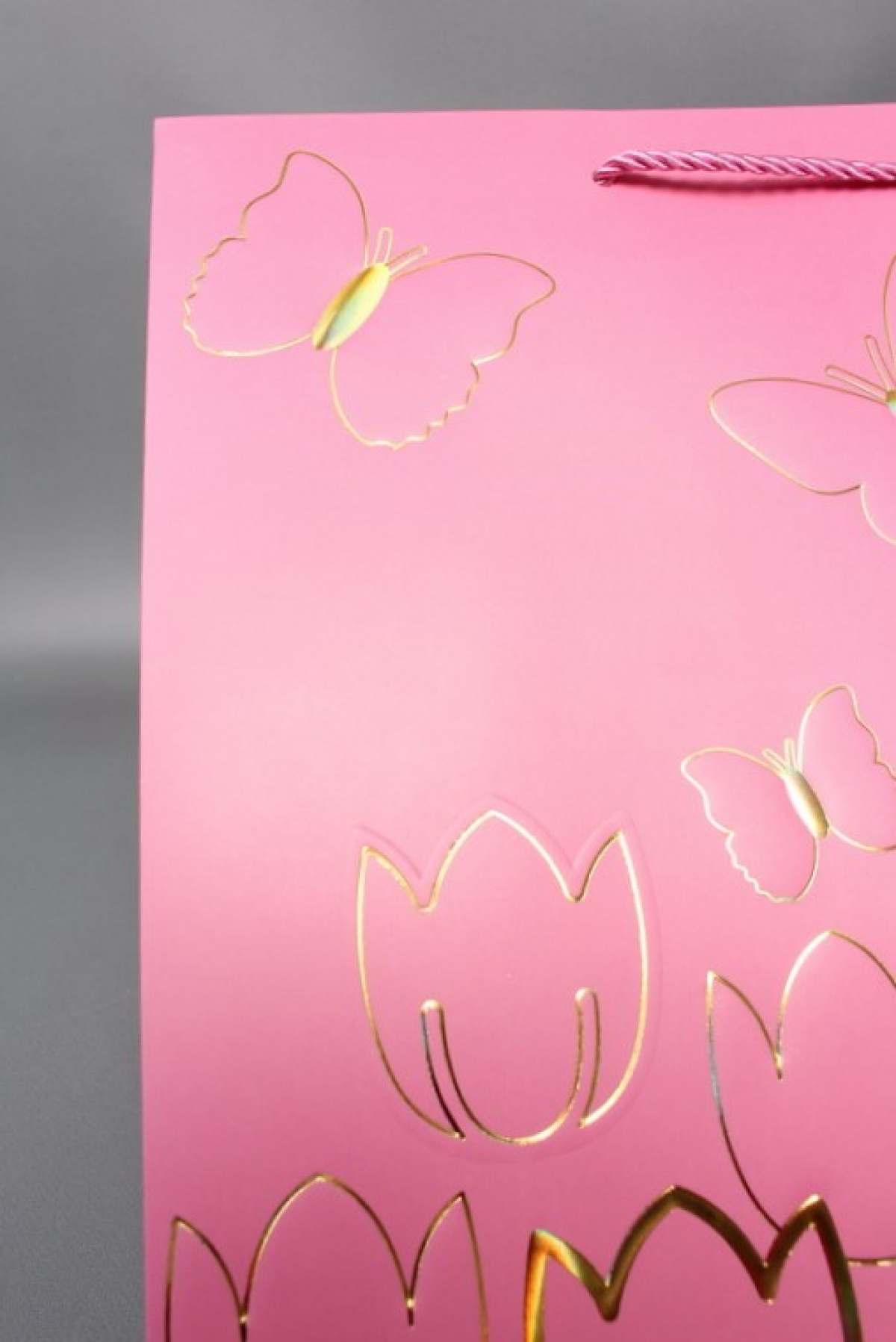 Сумка  Люкс Тюльпаны и Бабочки тиснение  31*42*12  розовый  L967