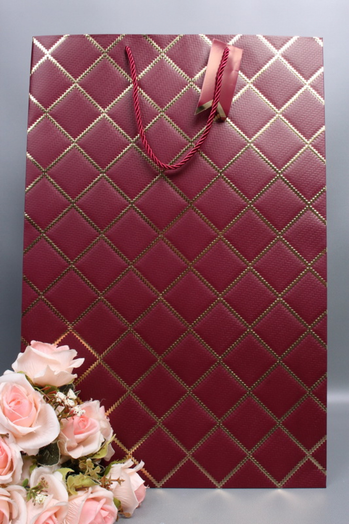 Сумка  Люкс  Резной ромб 36*54*30 бордо  L1504