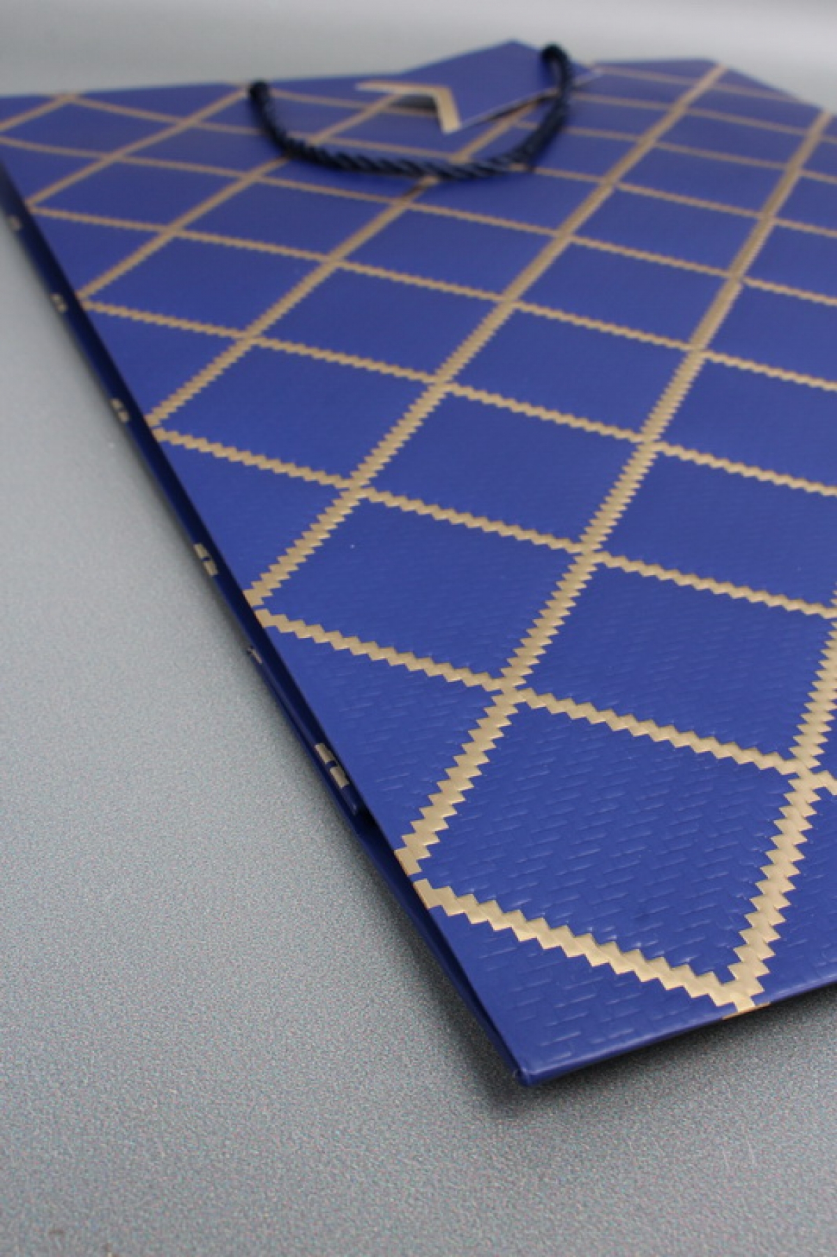 Сумка  Люкс  Резной ромб 31*45*12 синий  L1506