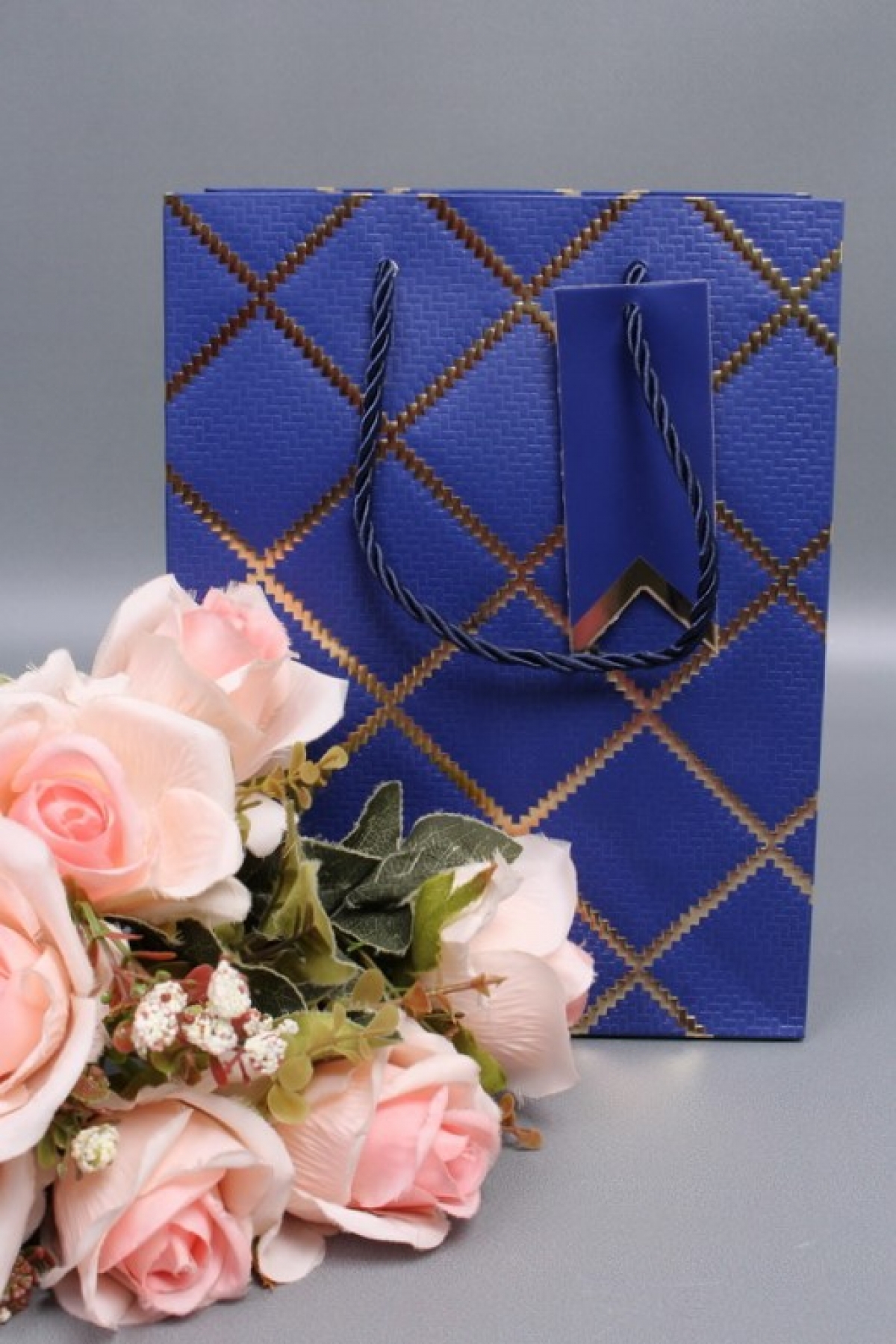 Сумка  Люкс  Резной ромб 18*23*10 синий  L1508