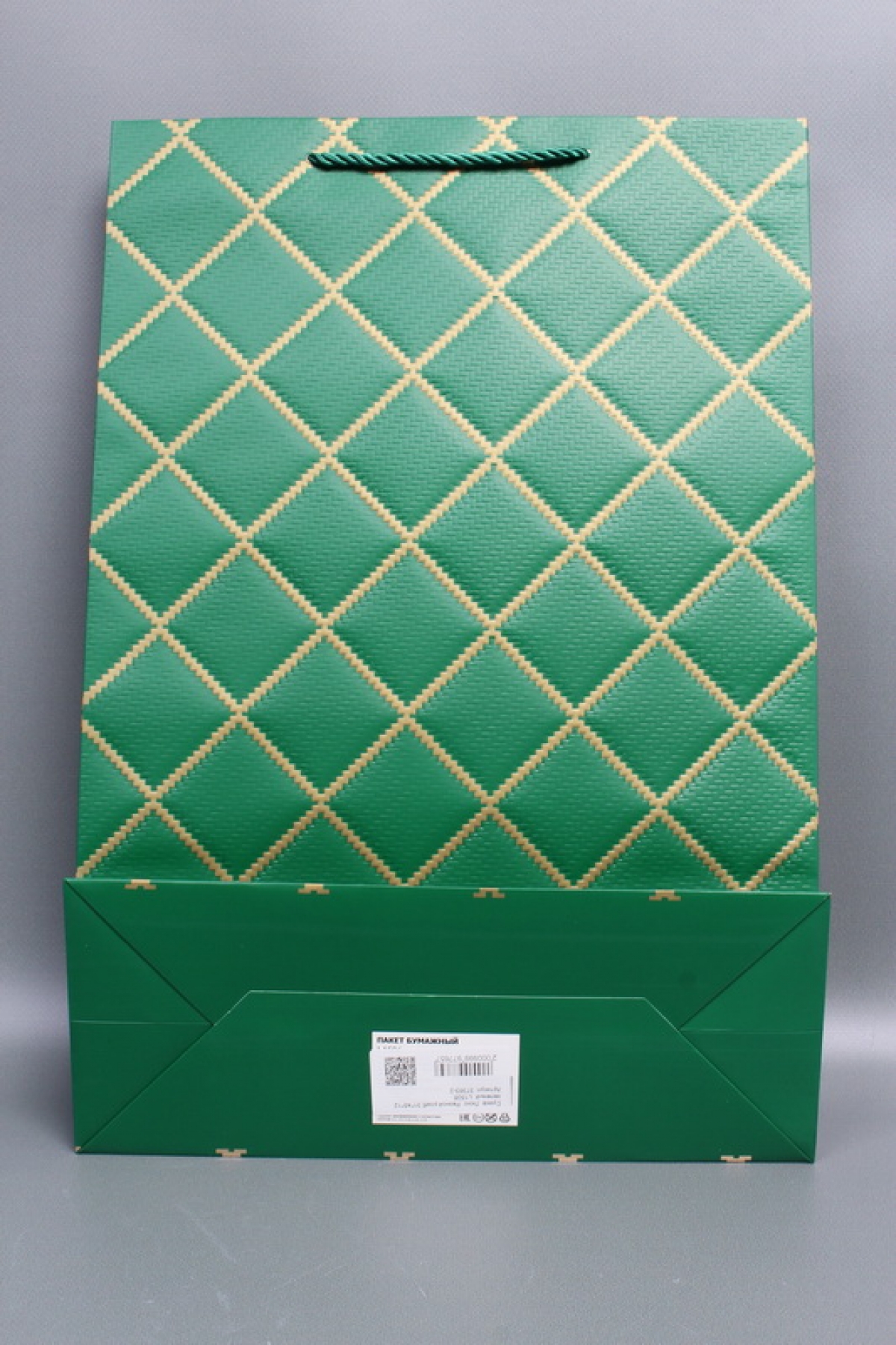 Сумка  Люкс  Резной ромб 31*45*12 зеленый  L1506