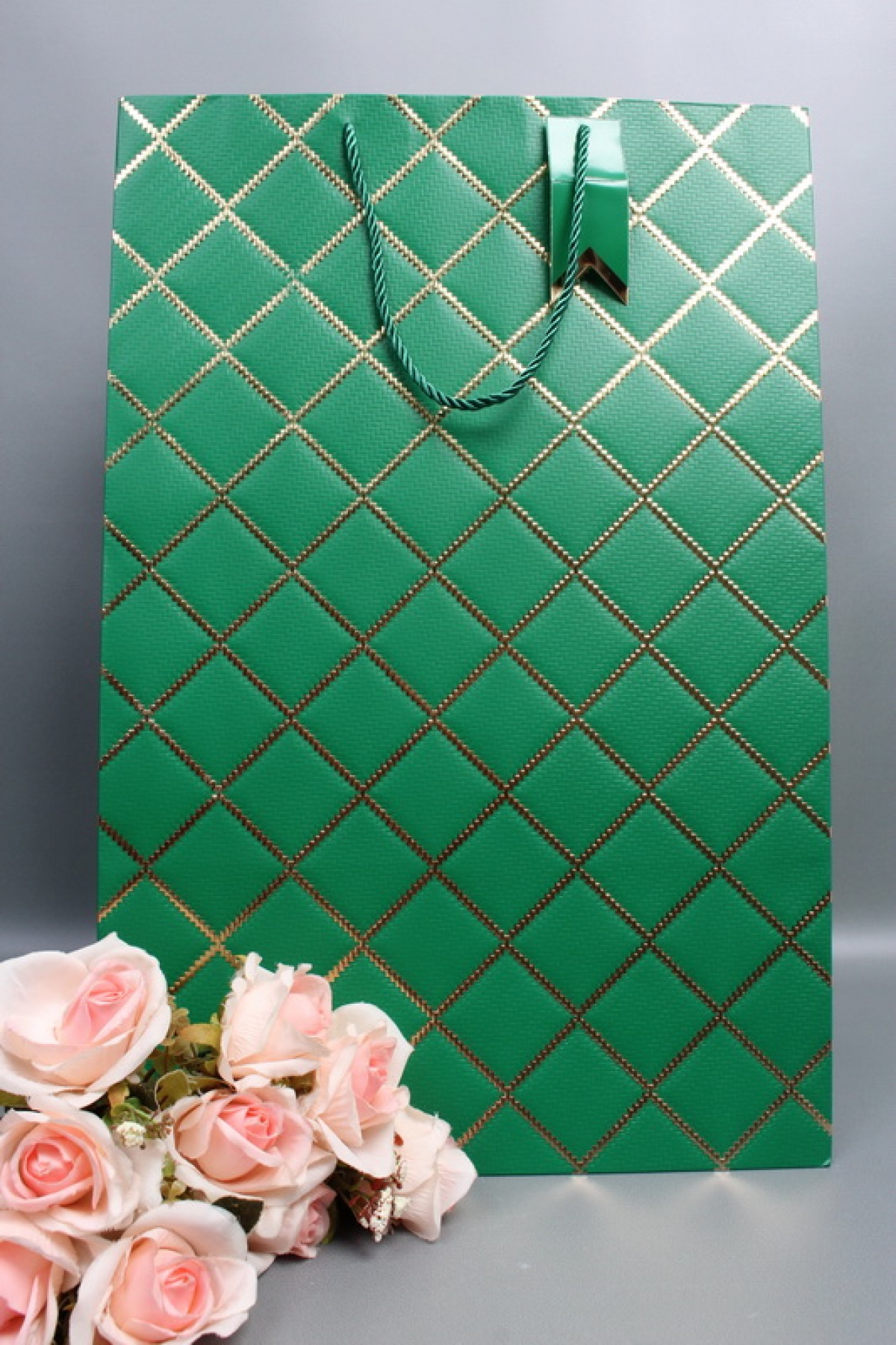 Сумка  Люкс  Резной ромб 36*54*30 зеленый  L1504