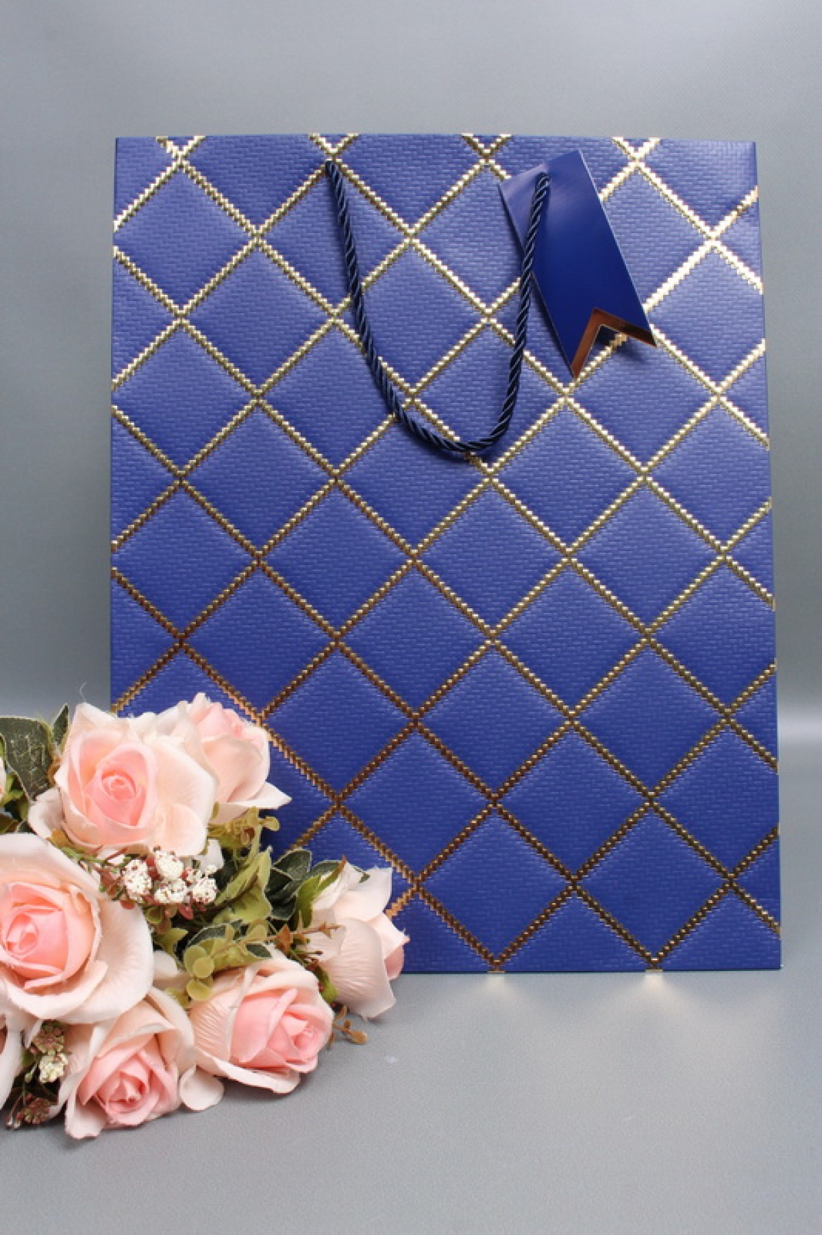 Сумка  Люкс  Резной узор 30*38*30 синий  L605