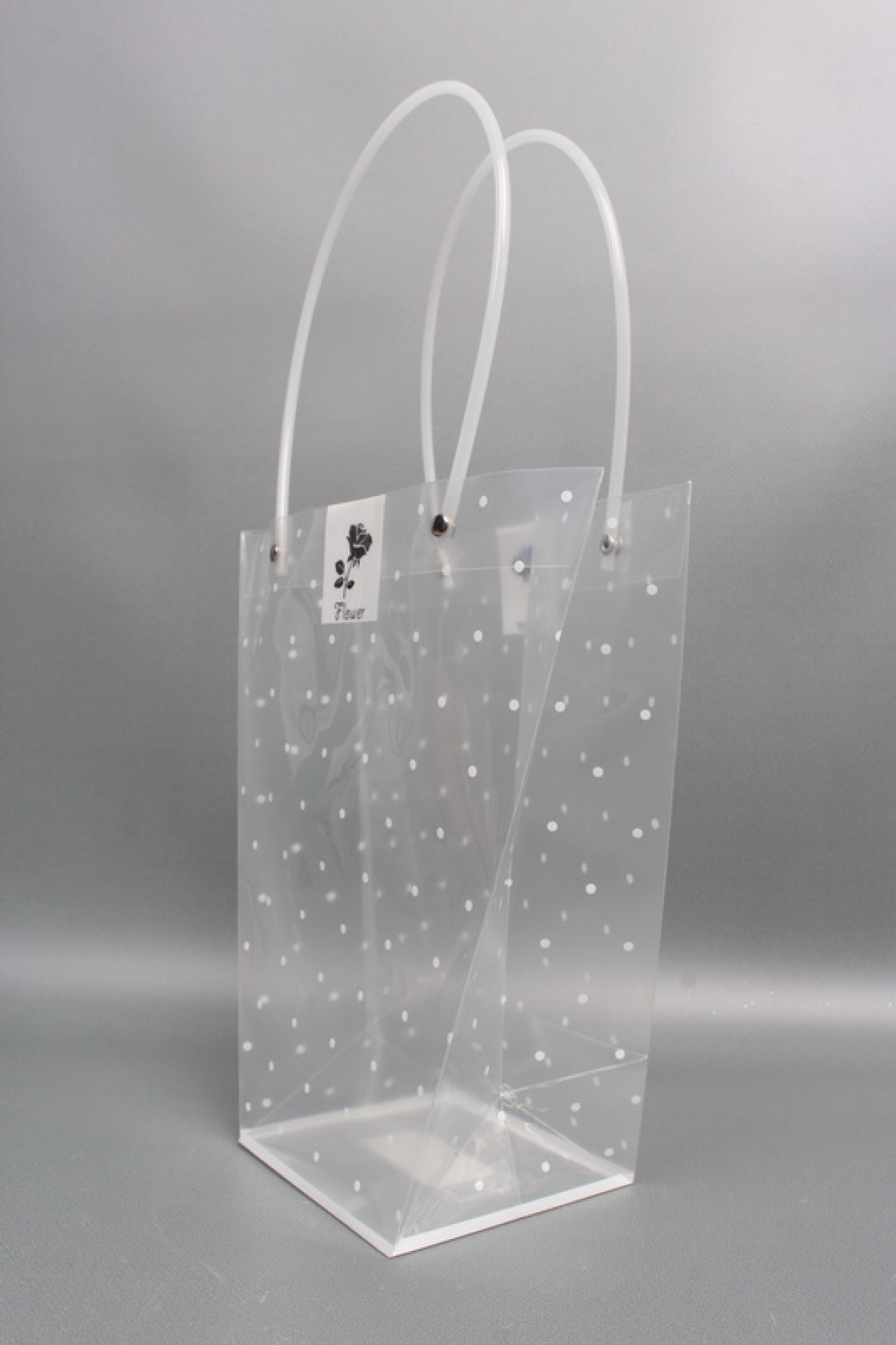 Сумочка пластиковая Горошек, 23.5*11*26cm, белый  1243Н