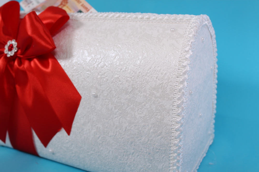 сундук для денег с красным декором 27x15см h=18см