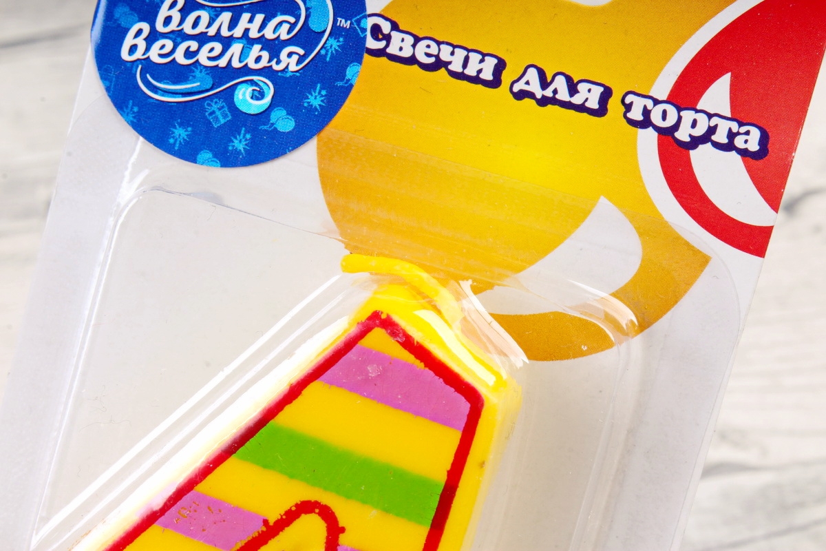 Свеча Цифра 4, Красочная, 7 см, 1 шт.	 801804