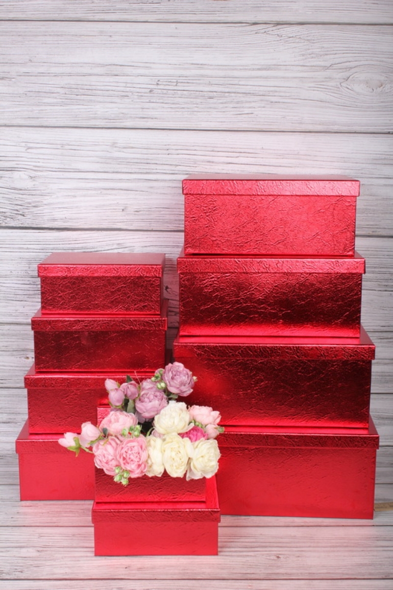 Набор подарочных коробок из 10 шт - Прямоугольник "Красный" 37*29*16см   SY605-A33G007