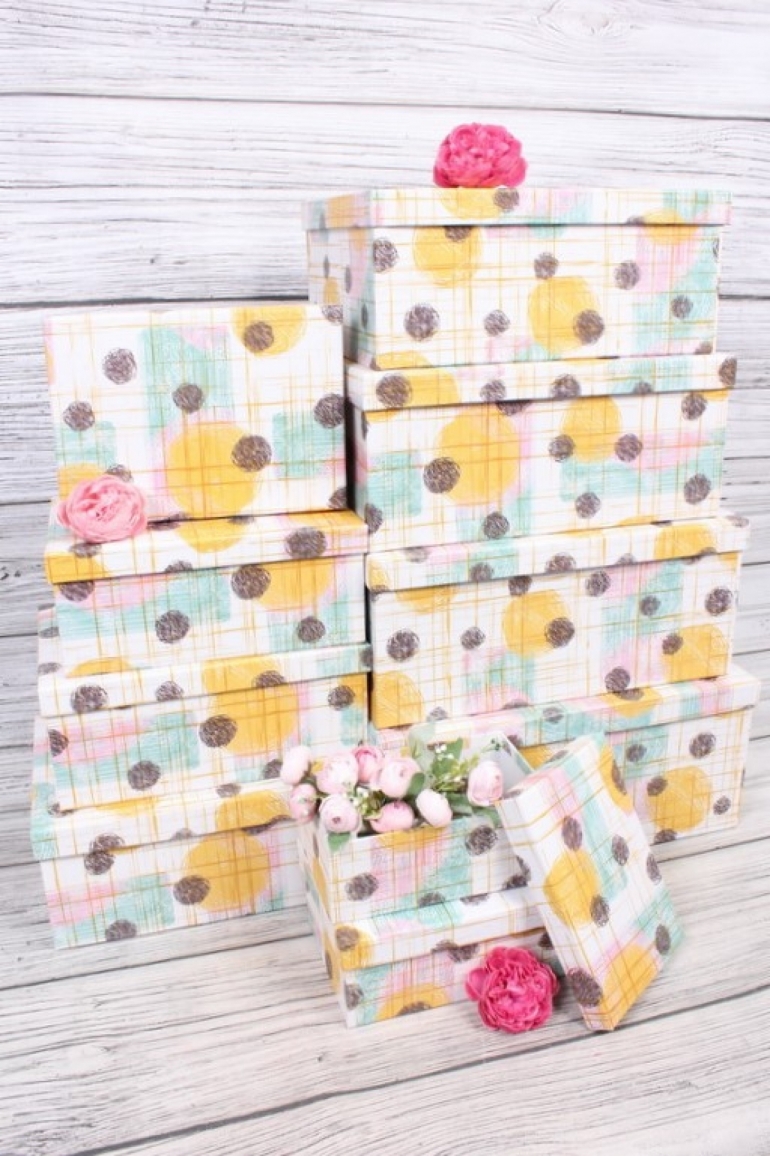 Набор подарочных коробок из 10шт - Прямоугольник "Цветы" 37*29*16    SY605-2048
